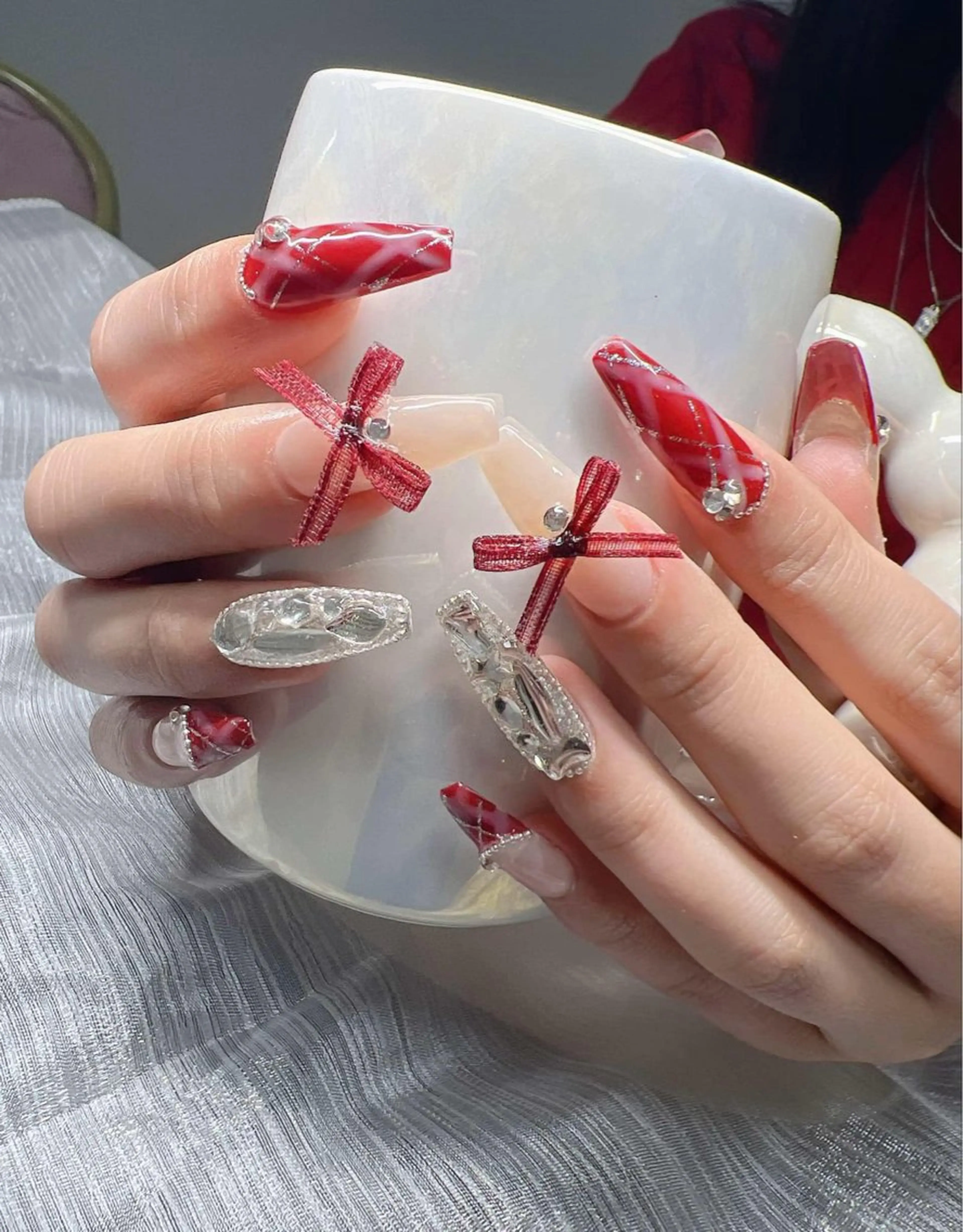 ネイル 長さ出し グラデーション キラキラネイル マグネットネイル ミラーネイル Lee Nails チップ長さだし専門店のネイルデザイン