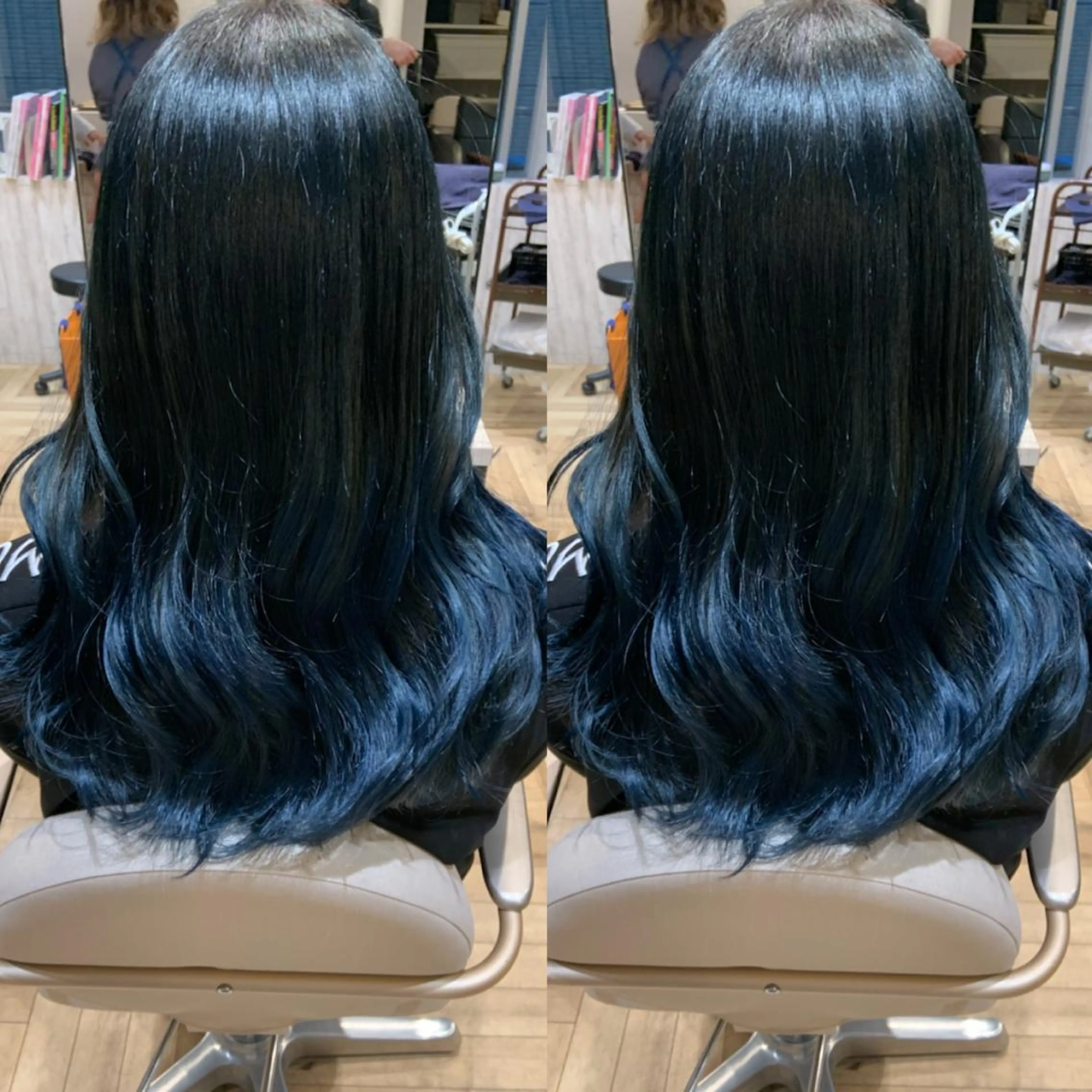 ロング カラー ヘアアレンジ 黒髪 ブリーチ ブルーカラー ブルーブラック カット ヘアカラー トリートメント rita atelier 【リタ】所属・韓国hair🦋 Nanaのヘアスタイル