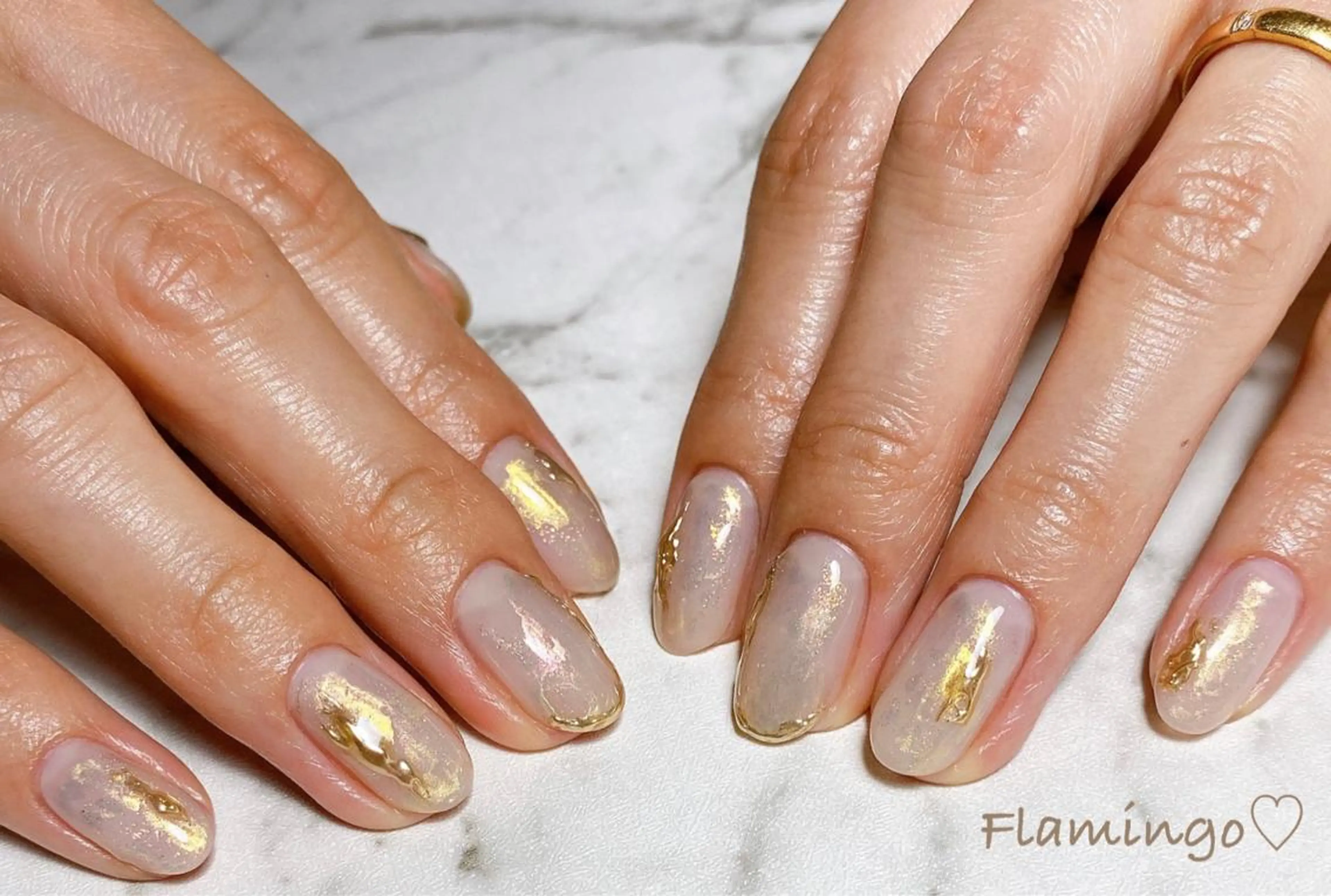 ネイル ジェルネイル ミラーネイル ニュアンスネイル 夏ネイル 40代からの爪肌を 労る♡きちんとネイルのネイルデザイン