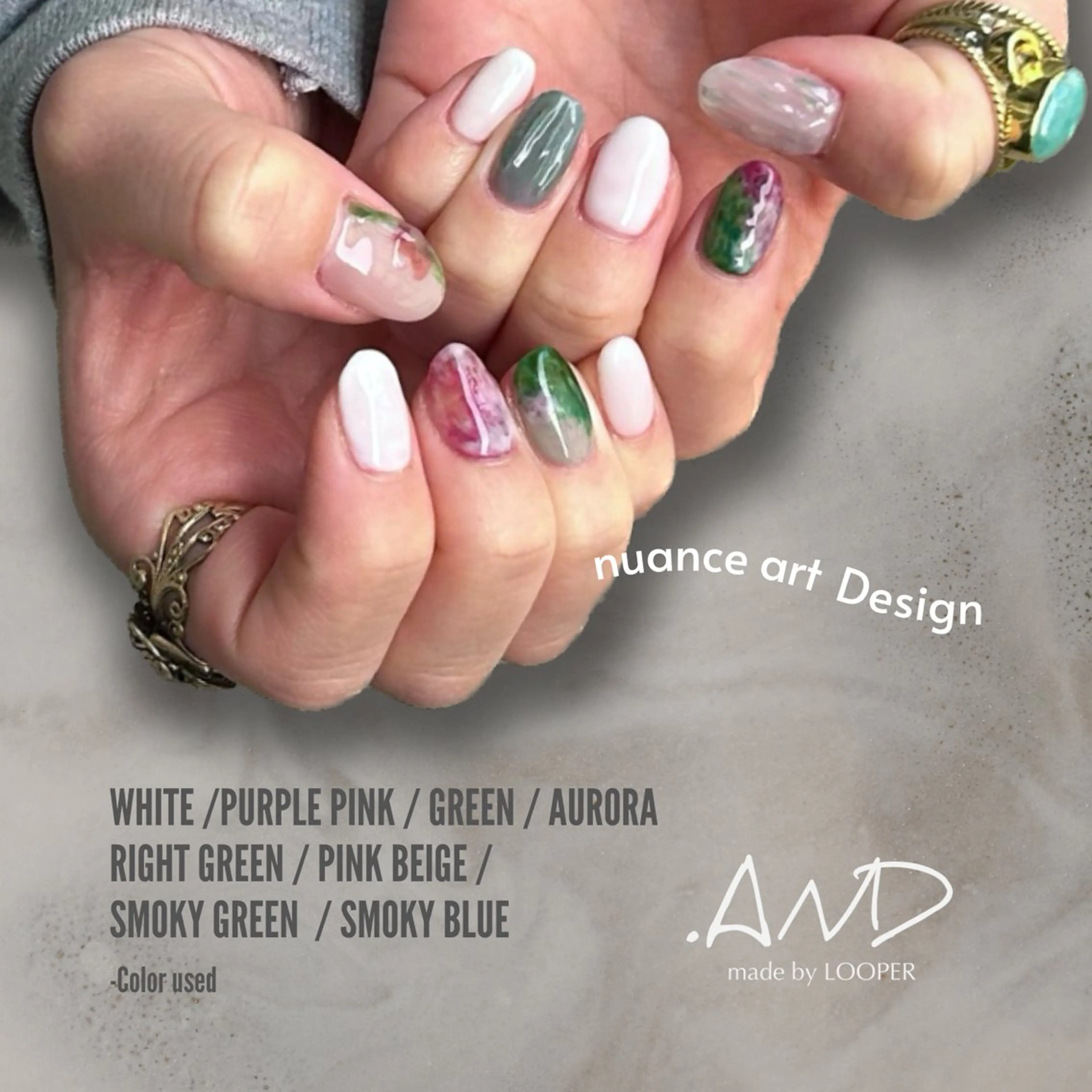 ネイル アートネイル ニュアンスネイル ハンドネイル LOOPER所属・mzh ...のネイルデザイン