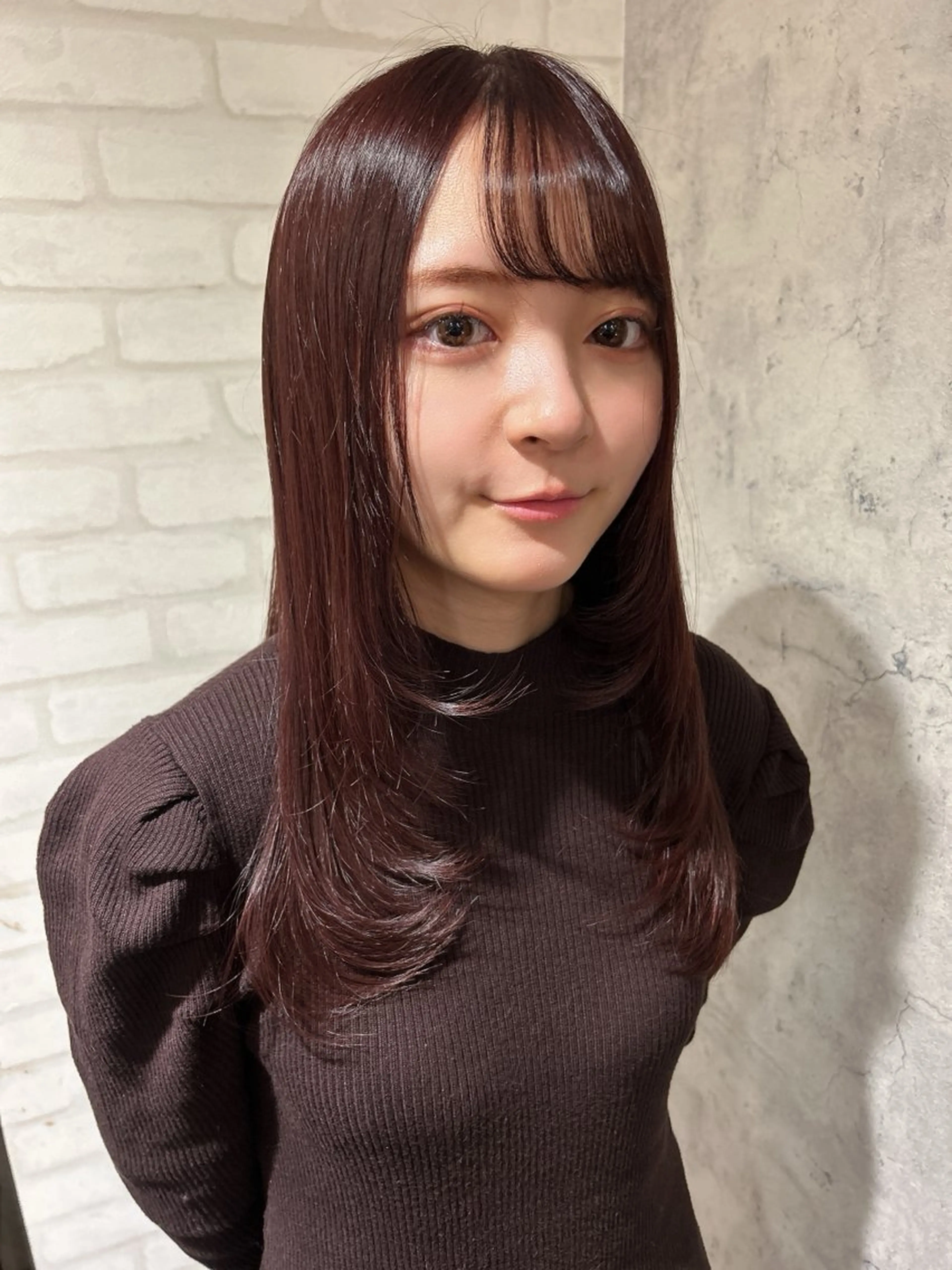 セミロング ピンクブラウン レイヤーカット カット ヘアカラー トリートメント パーソナルカラー 診断🍀マリンのヘアスタイル