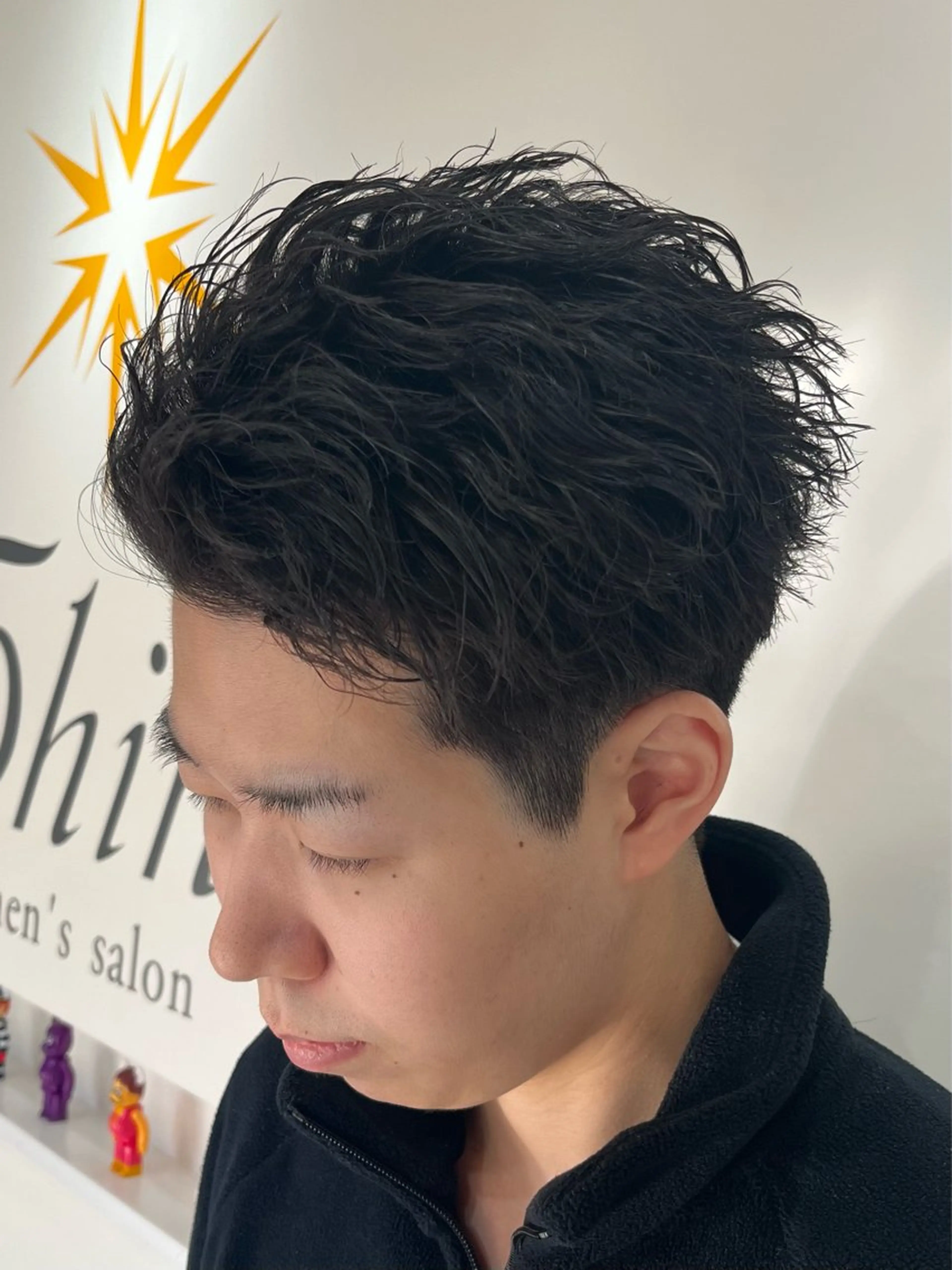 ショート パーマ メンズ メンズパーマ ショートヘア カット パーマ 【店長】メンズ職人 短髪　ハイトーン🔥のヘアスタイル