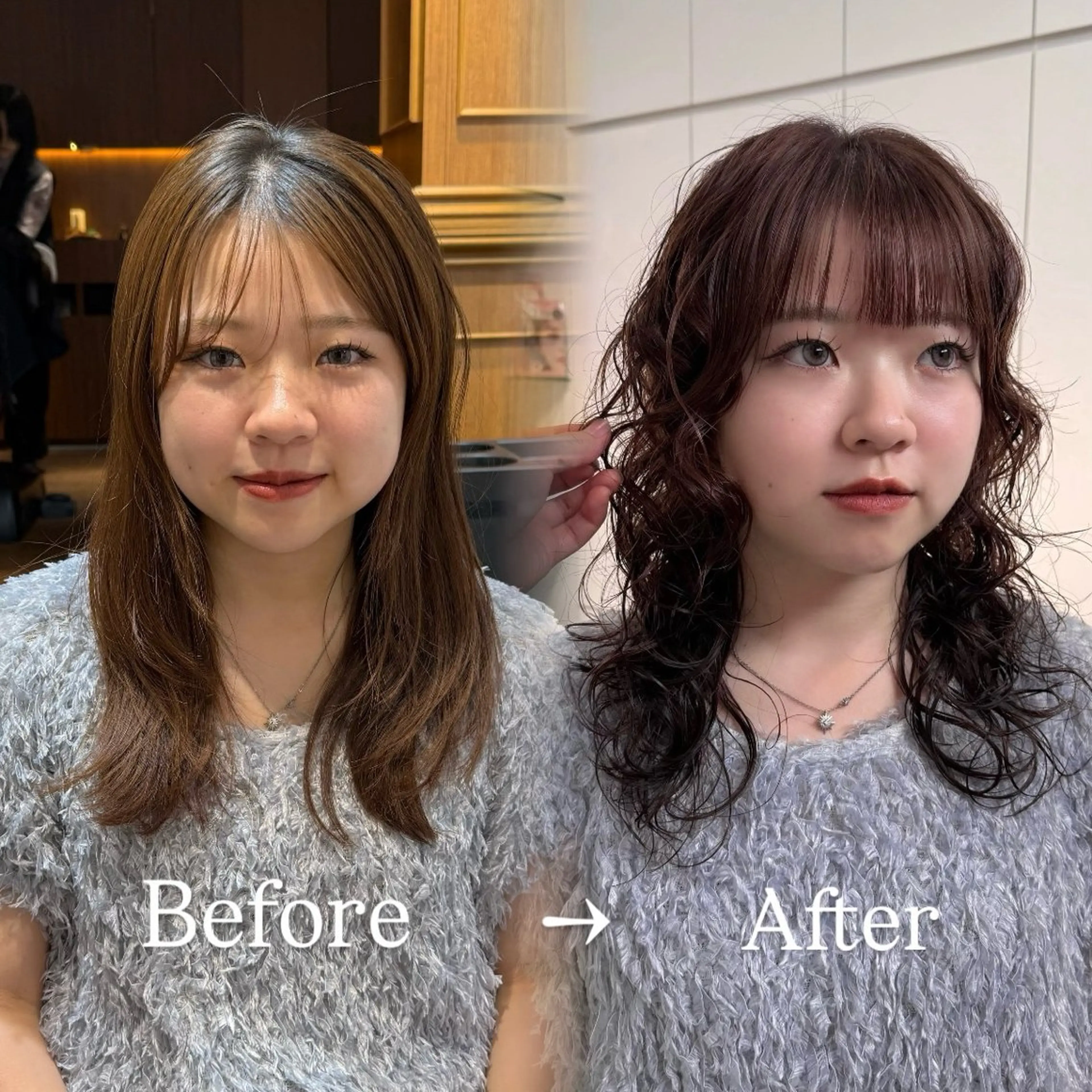 セミロング セミロングパーマ レイヤーカット カット ヘアカラー パーマ トリートメント レイヤー/パーマ/ 艶カラー/💚千琴のヘアスタイル