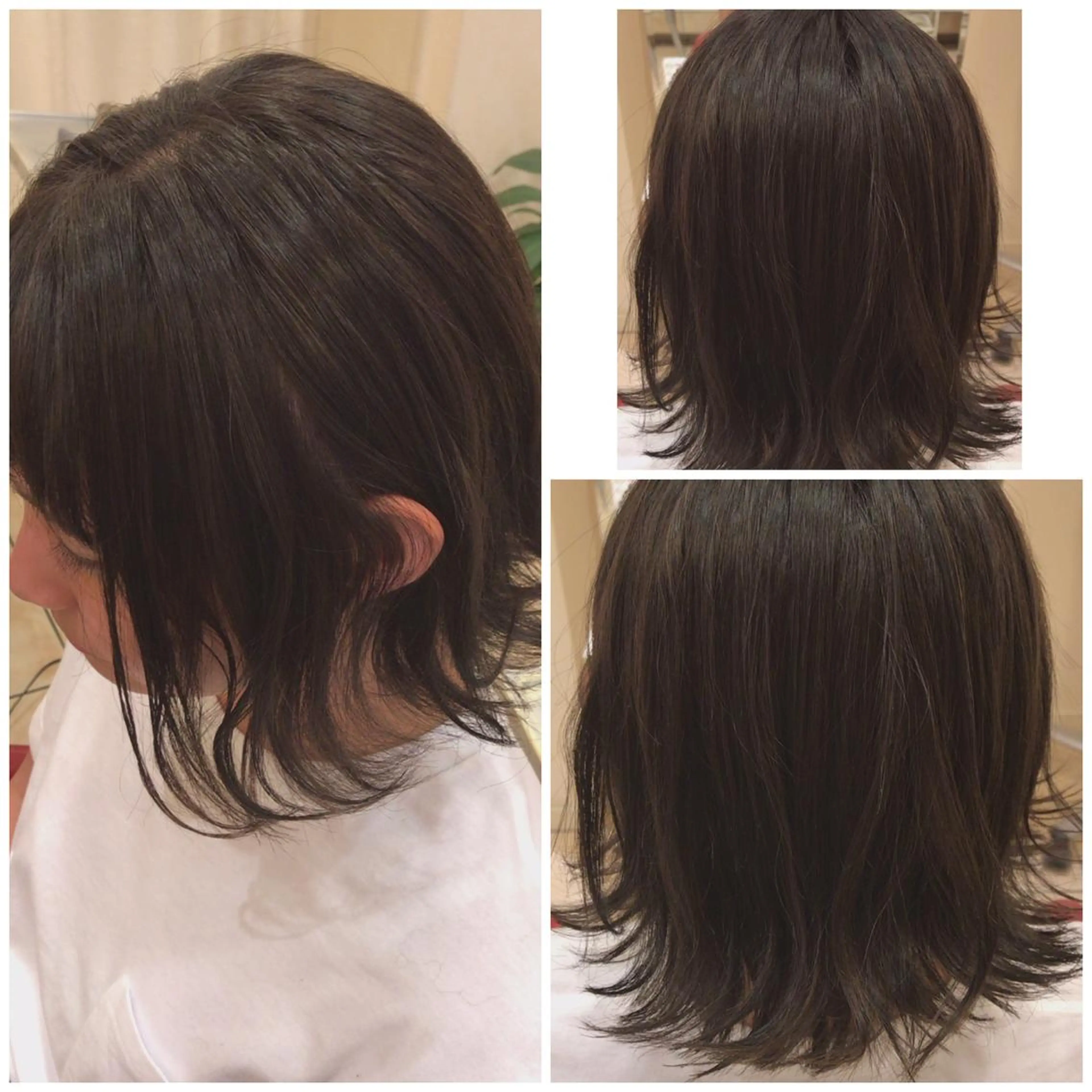 ミディアム カラー アッシュ アッシュグレー 外ハネヘア 斎藤 彩香のヘアスタイル