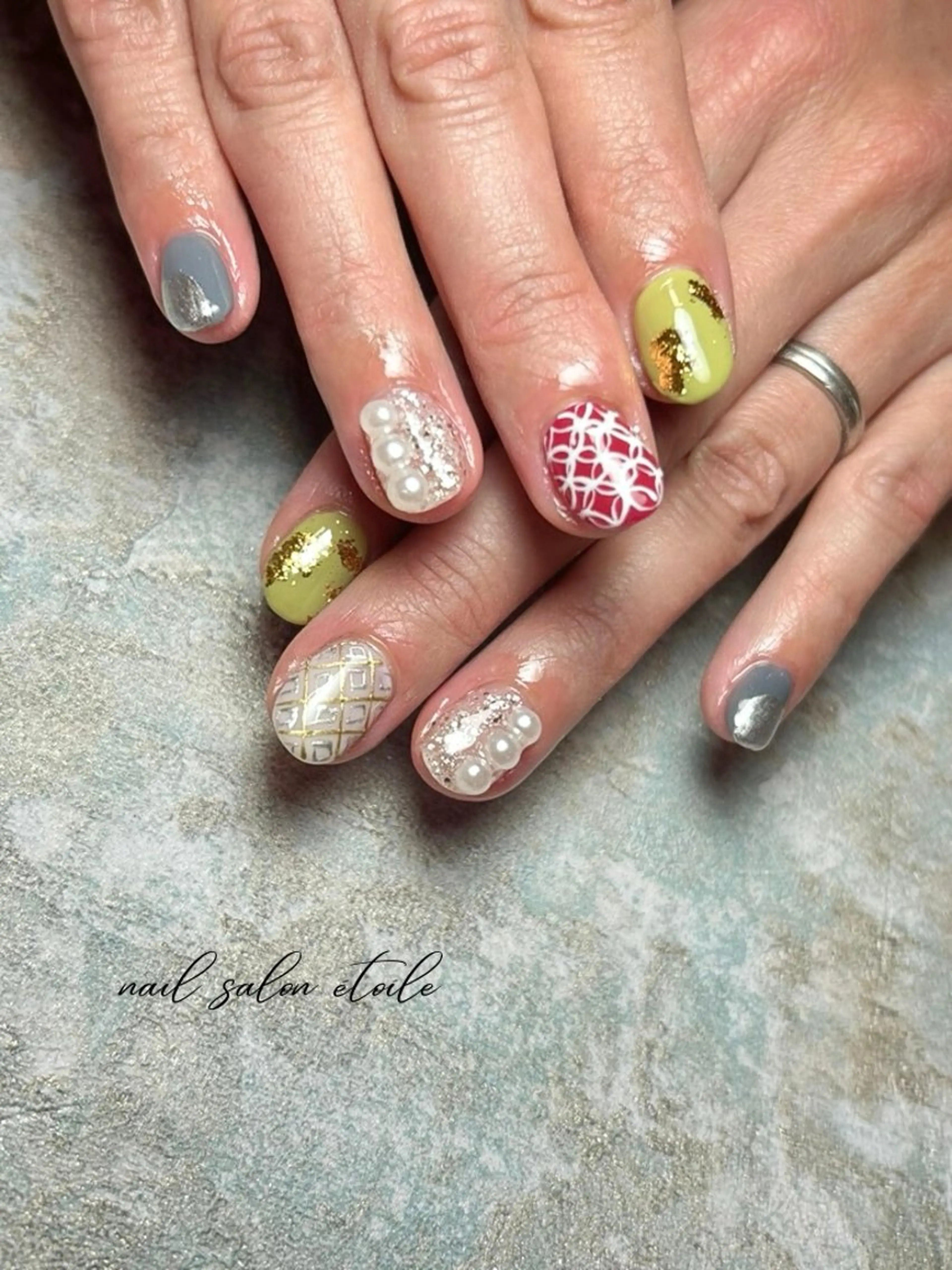 ネイル アートネイル フラワーネイル 持ち込み ハンドネイル nail salon étoileのネイルデザイン