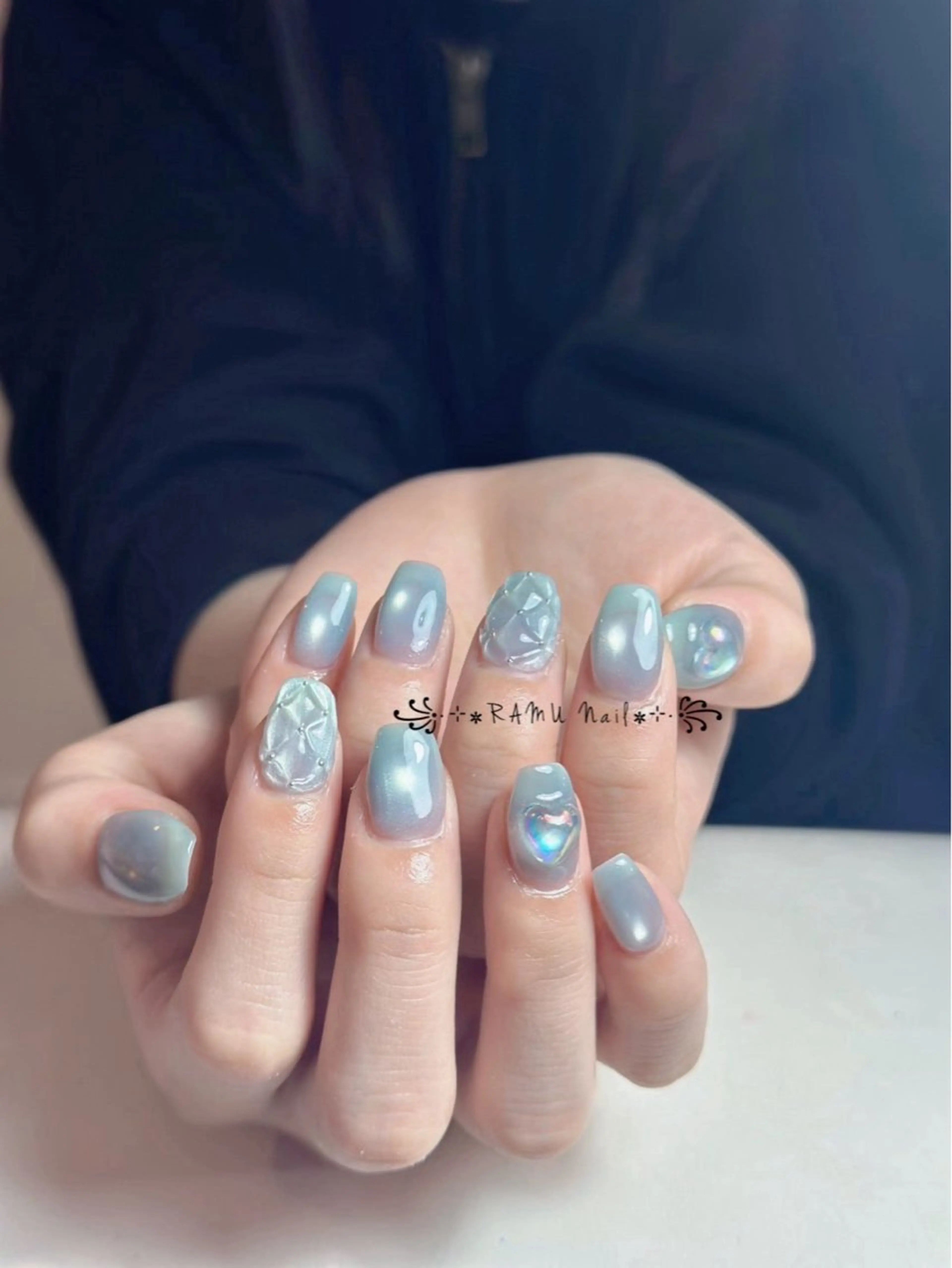 ネイル キラキラネイル マグネットネイル ミラーネイル ピンク 春ネイル ハンドネイル RAMU Nail 恵比寿店のネイルデザイン