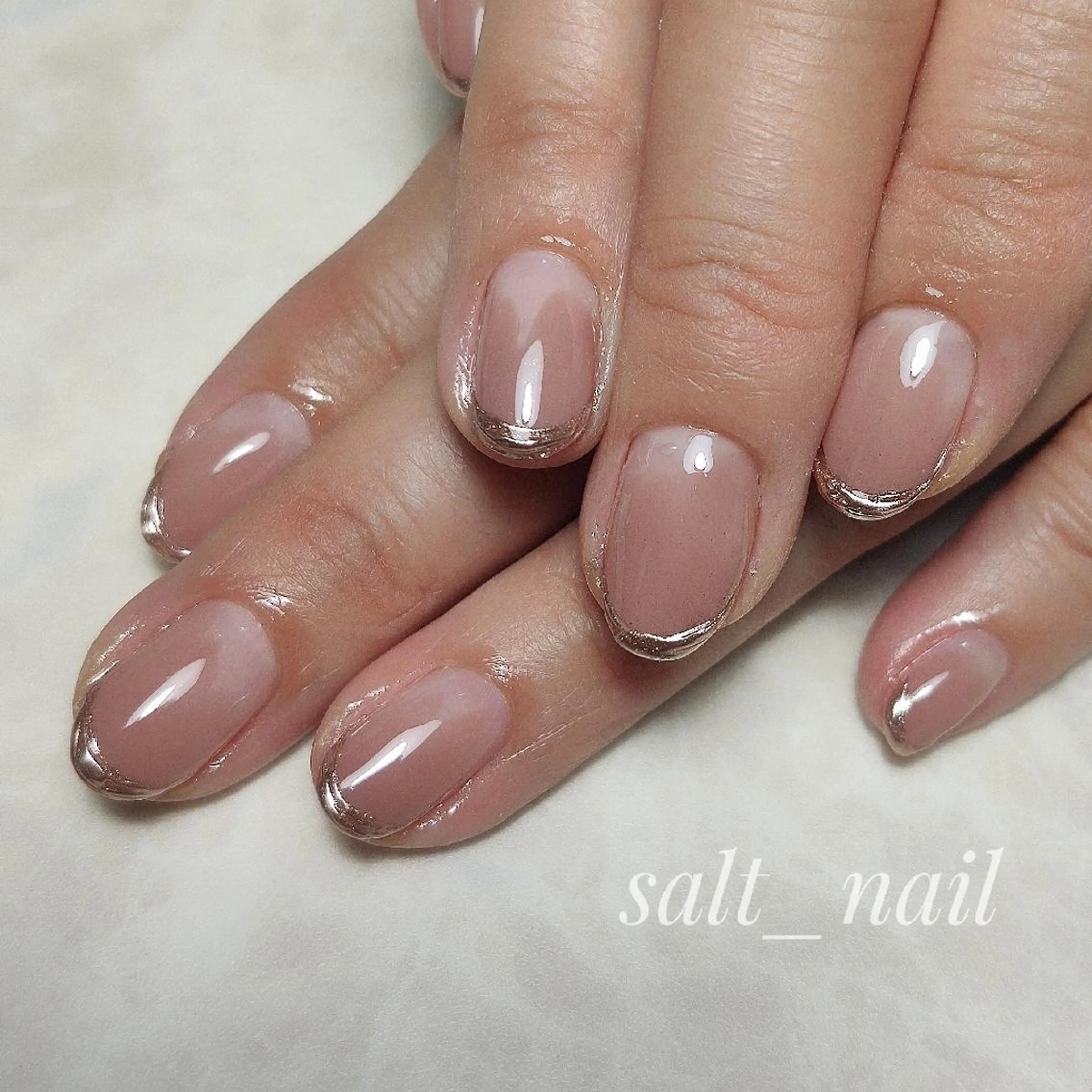 ネイル フレンチネイル ミラーネイル 個人サロン saltnailのネイルデザイン