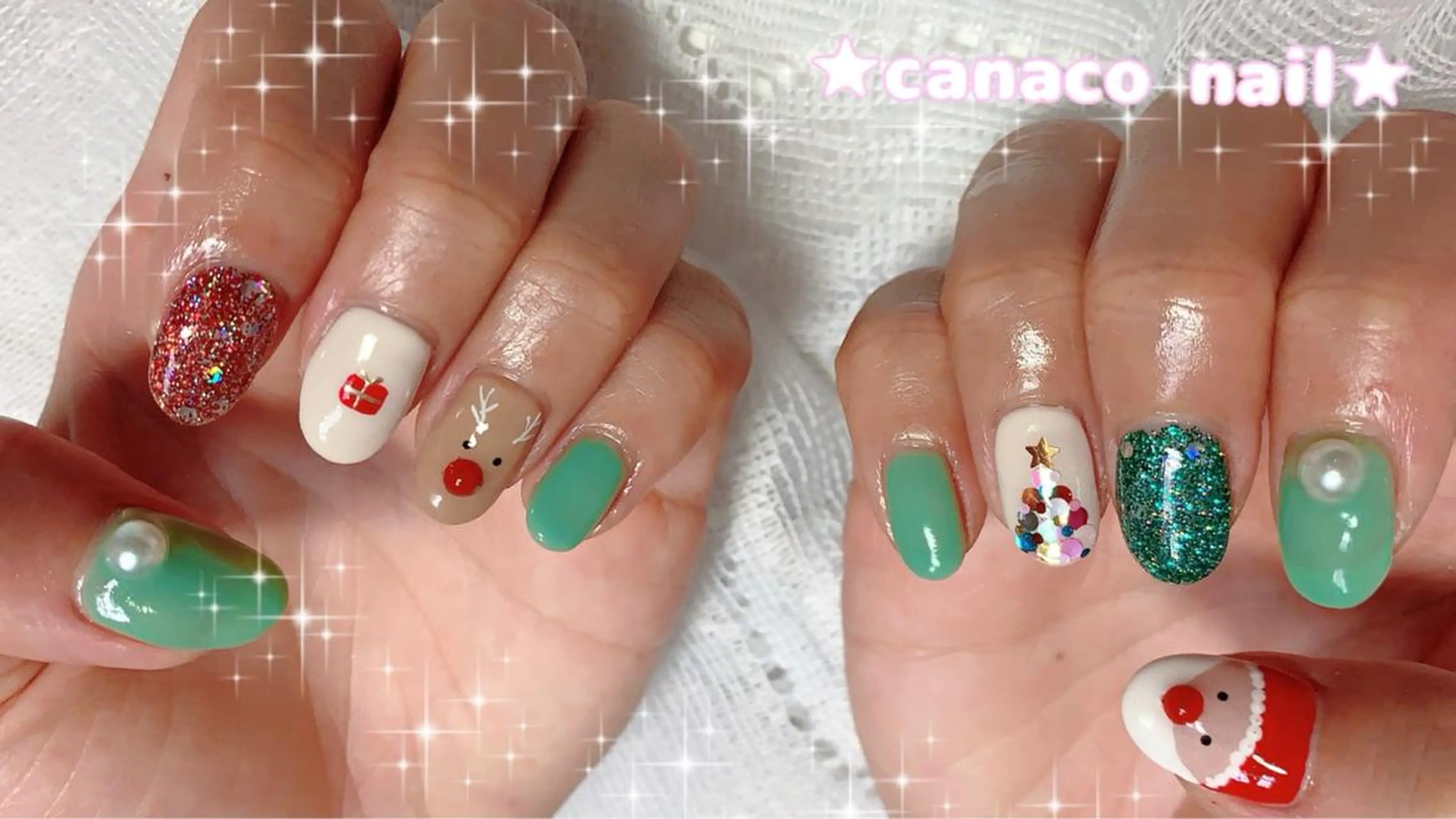 ネイル アートネイル ジェルネイル パラジェル ストーンネイル 冬ネイル ハンドネイル ハンドケア Felice所属・ベテランネイル cnc  nailのネイルデザイン