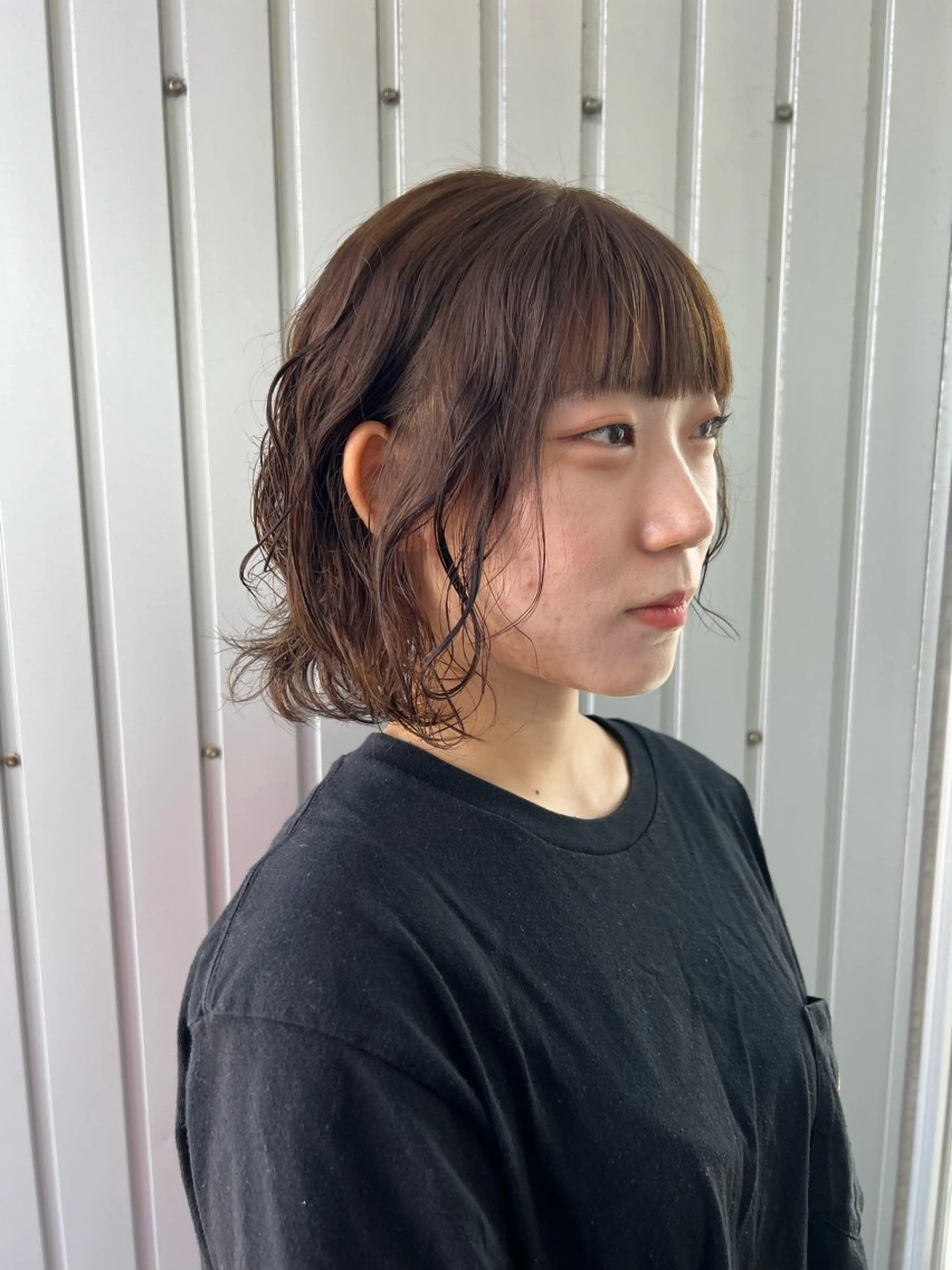 ミディアム カラー パーマ 南 妃那のヘアスタイル