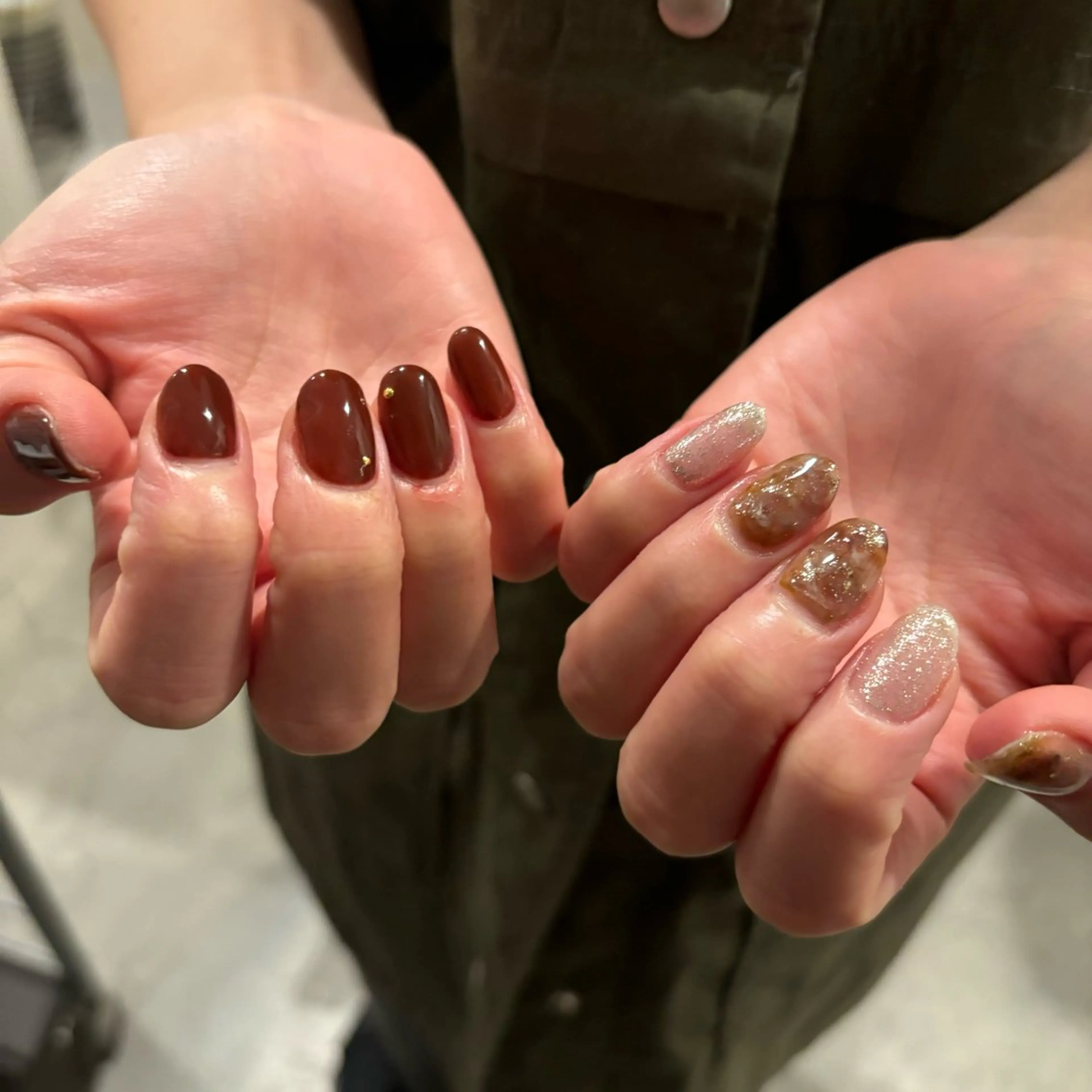 メンズ ネイル ボルドー ブラウン ニュアンスネイル ハンドネイル 山田 美羽のネイルデザイン