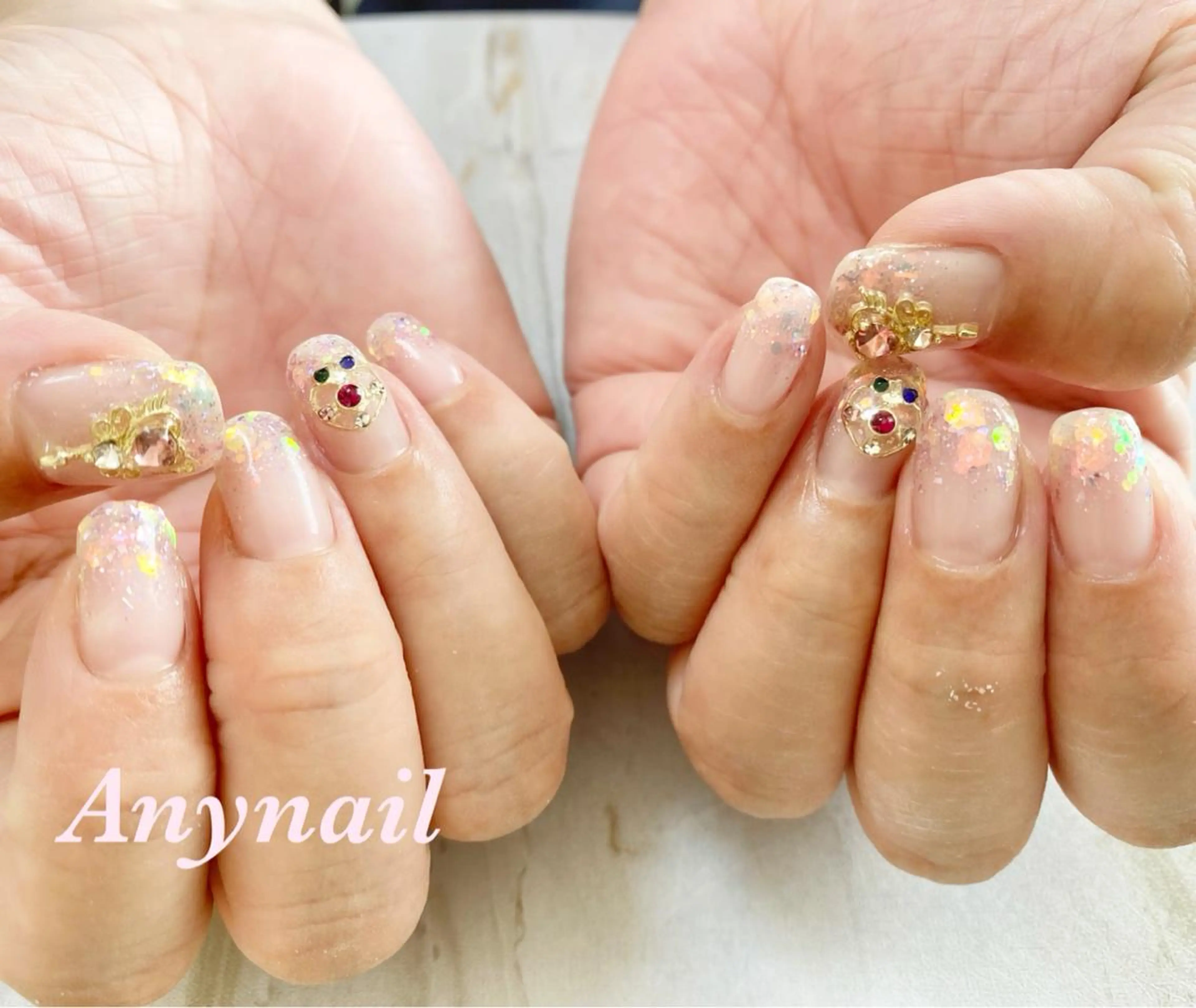 ネイル ブルー グラデーション ホログラムネイル キラキラネイル ラメ(グリッター) 岩澤 恵子のネイルデザイン