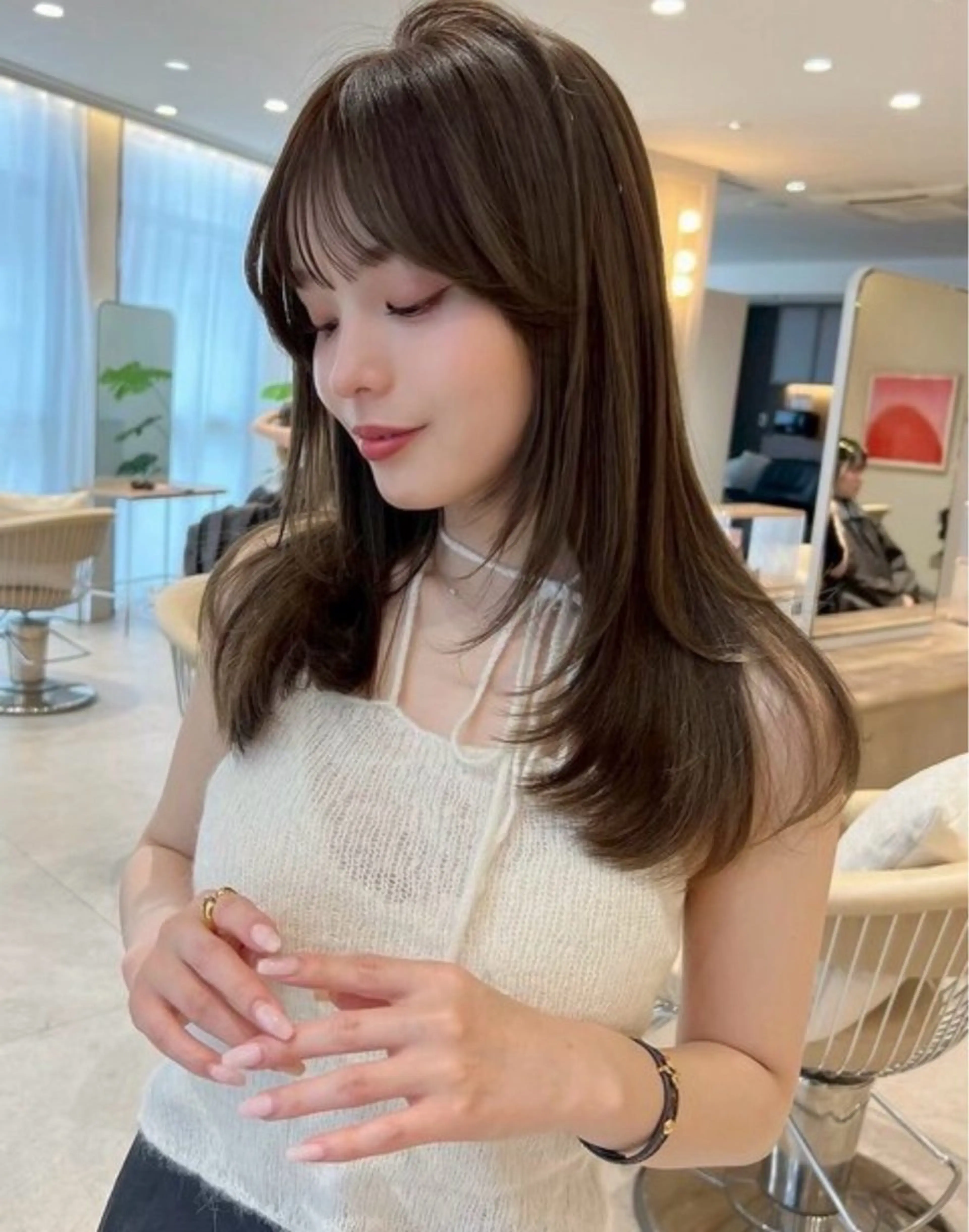 ロング カット Minori🤎 ナチュラル韓国ヘアのヘアスタイル