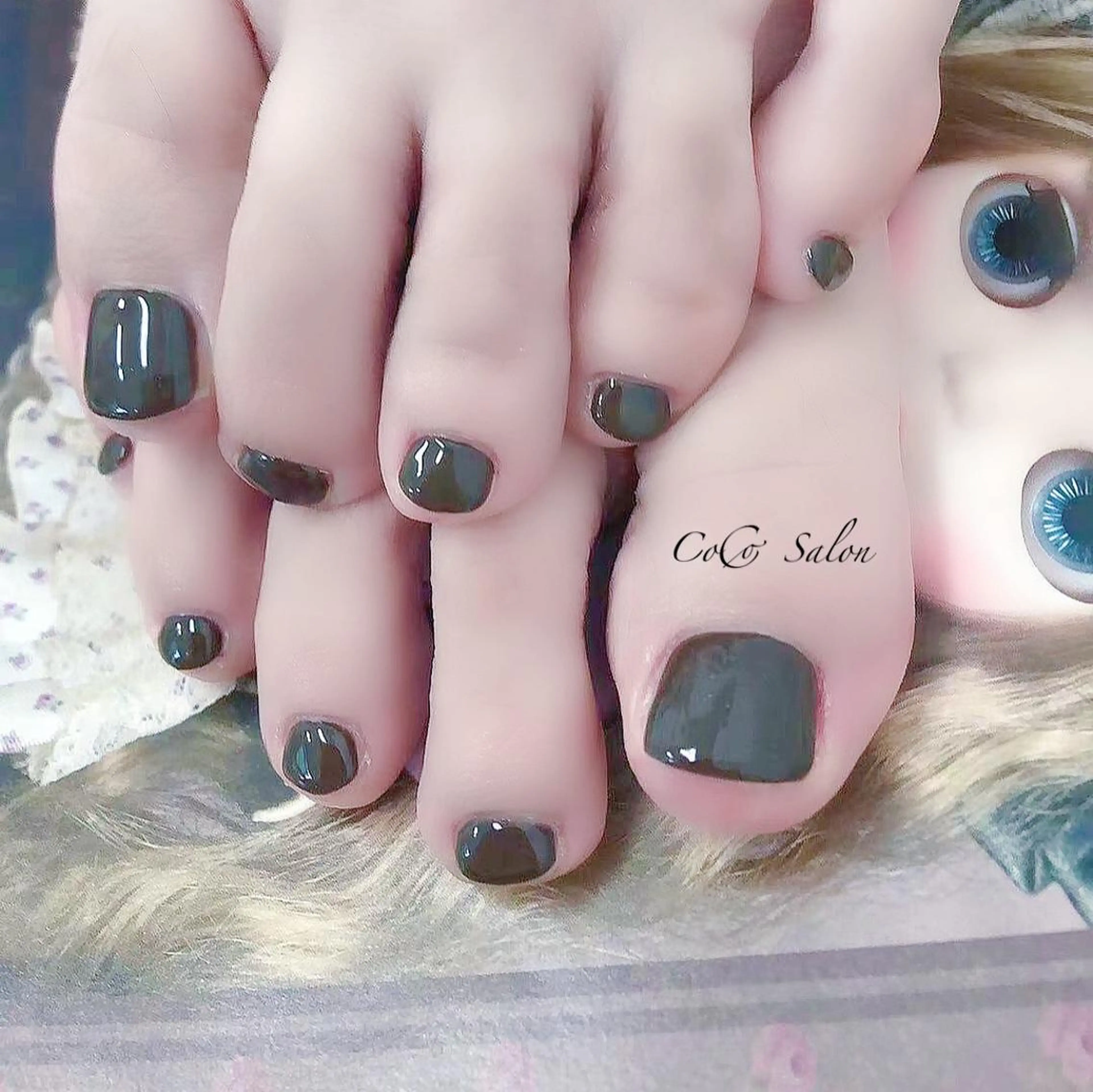 ネイル ブラウン 長さ出し フットネイル ジェルネイル オフィスネイル フットネイル CoCoSalon ネイル/まつ毛予約のネイルデザイン