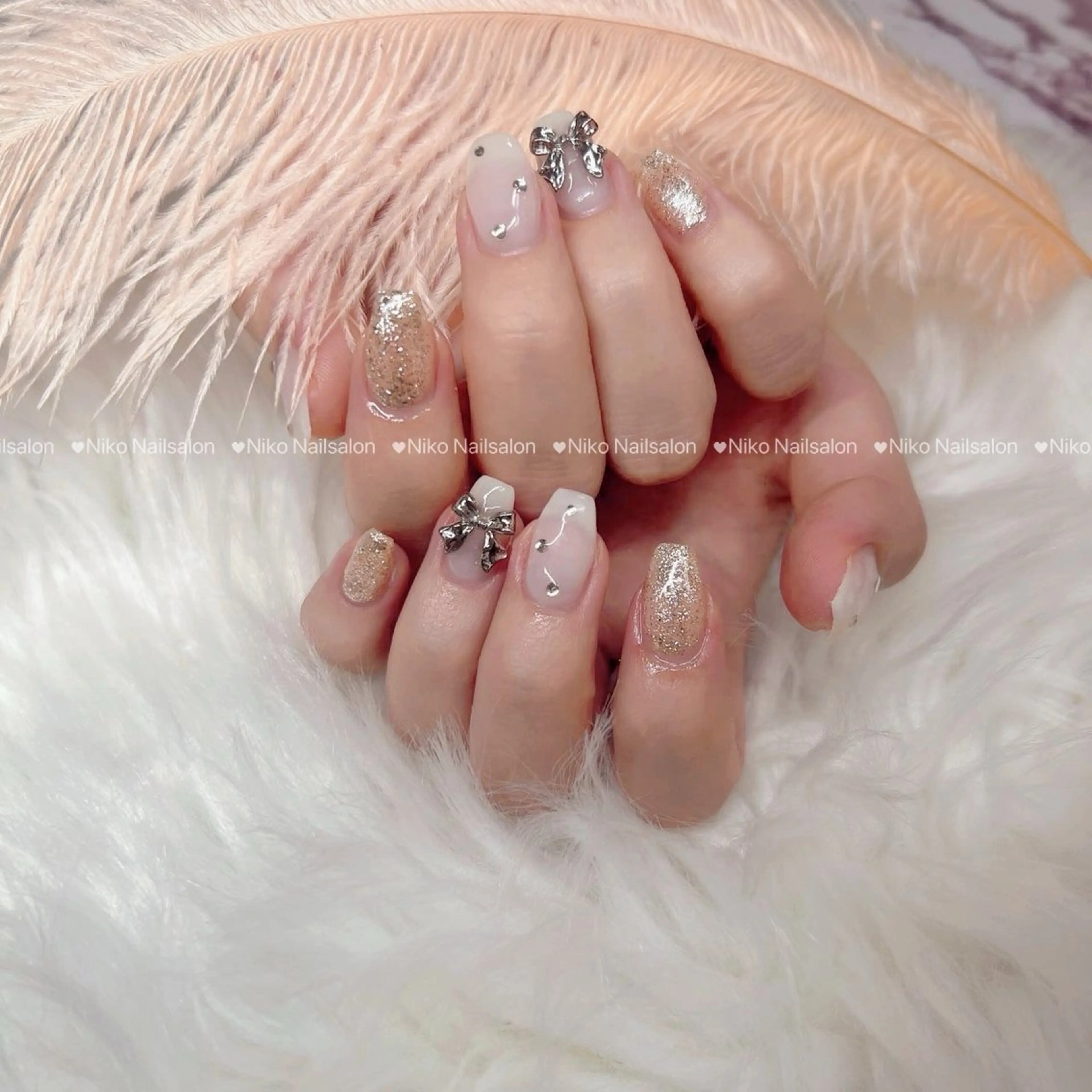 ネイル チークネイル 長さ出し フットネイル フレンチネイル ジェルネイル Niko Nail salon 銀座本店のネイルデザイン