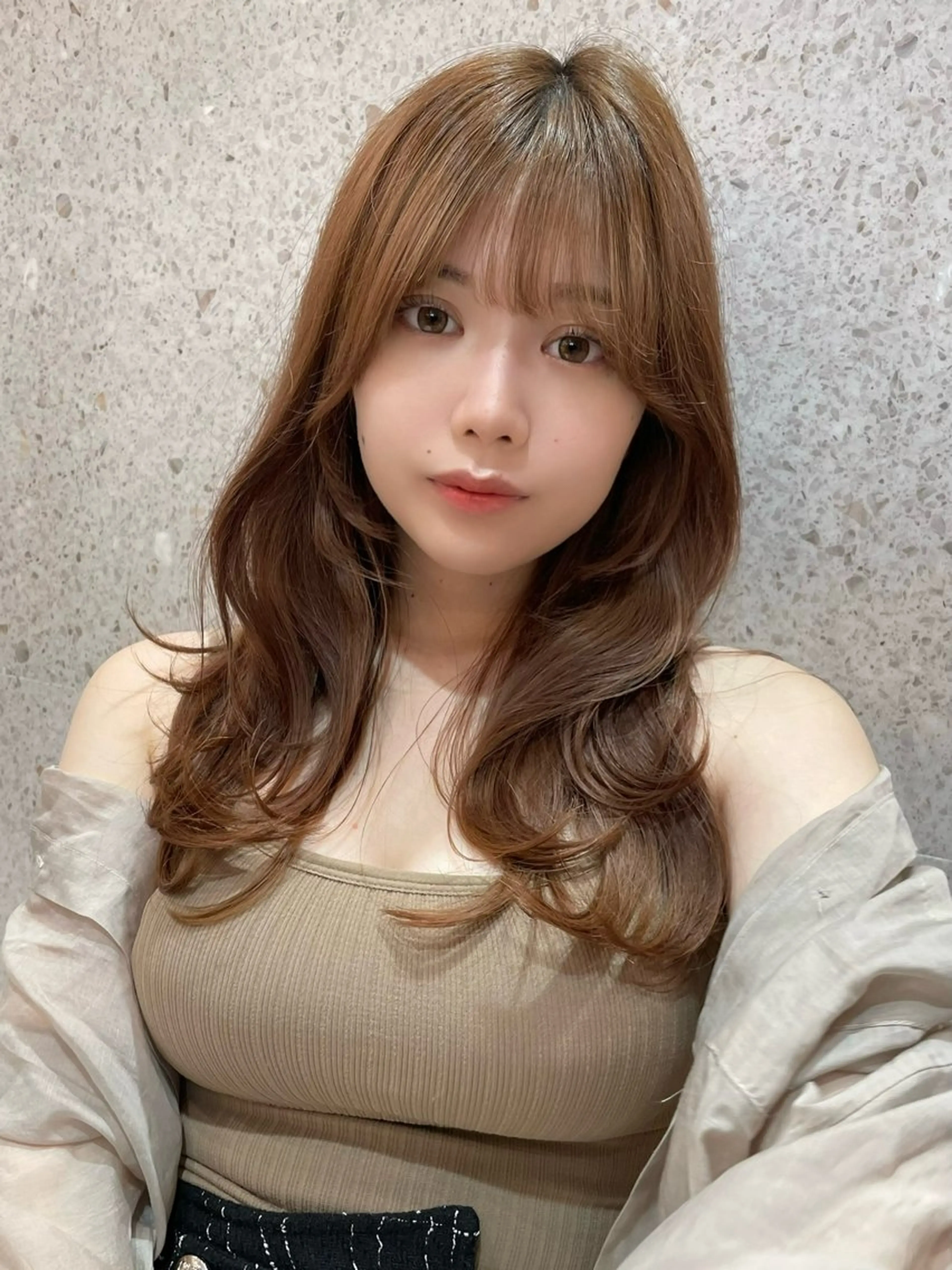 セミロング カラー ベージュカラー ブリーチ 透明感カラー ダブルカラー グレージュ カット ヘアカラー 韓国ヘア🤍顔周り/ 髪質改善✨/林遼一郎のヘアスタイル