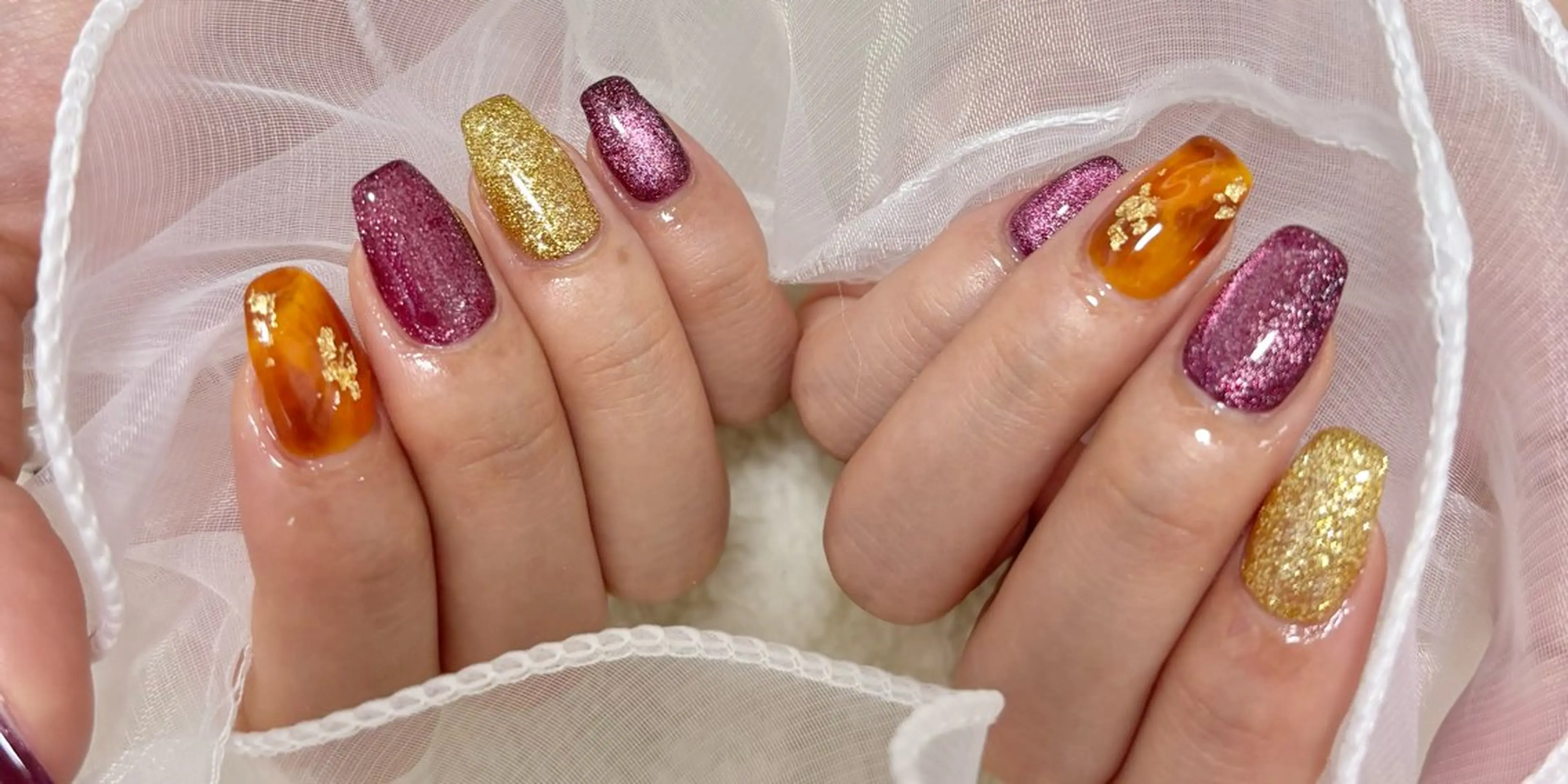 ネイル キラキラネイル マグネットネイル ハンドネイル わたなべ さやかのネイルデザイン