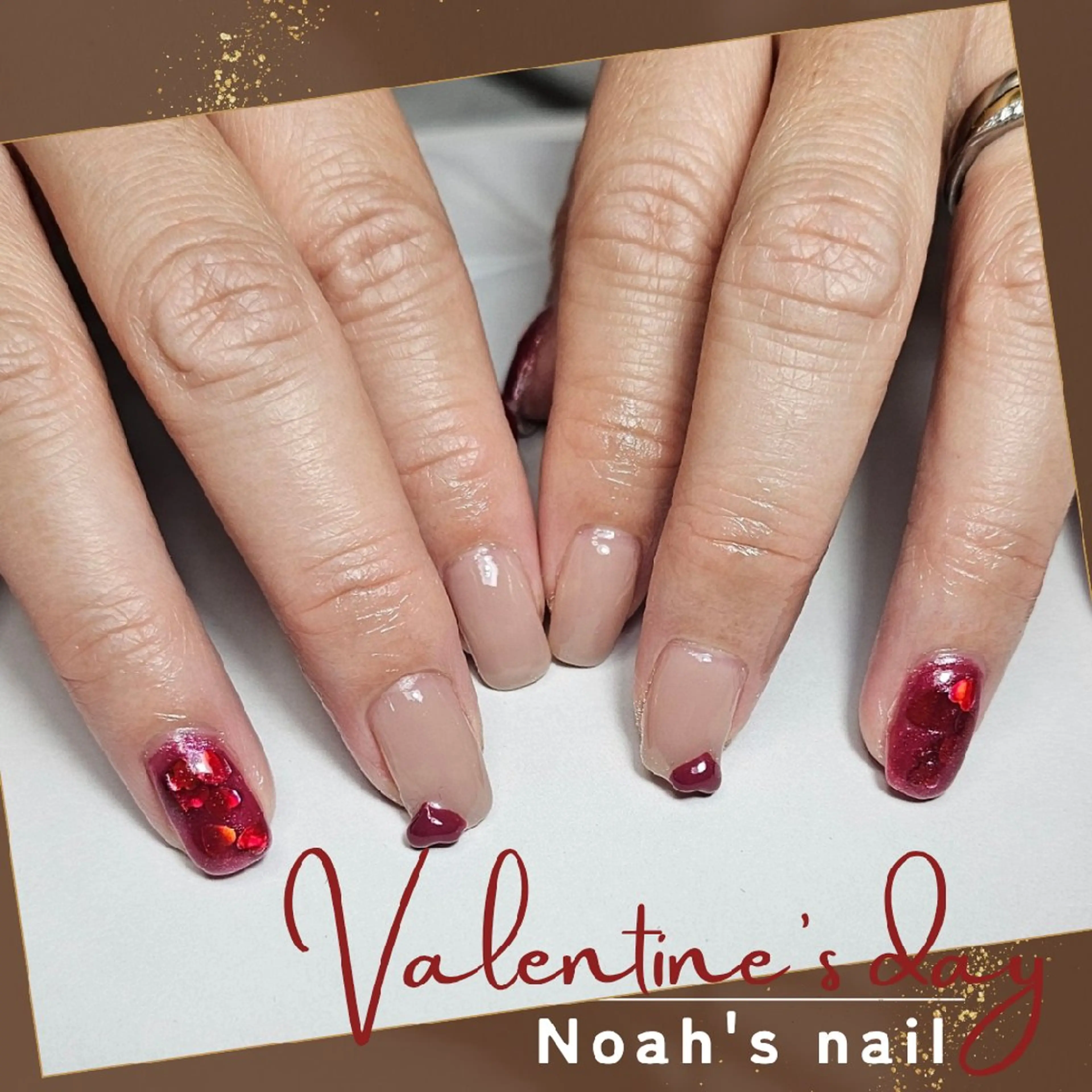 ネイル ハート バレンタイン ハンドネイル Noah'snail   のネイルデザイン