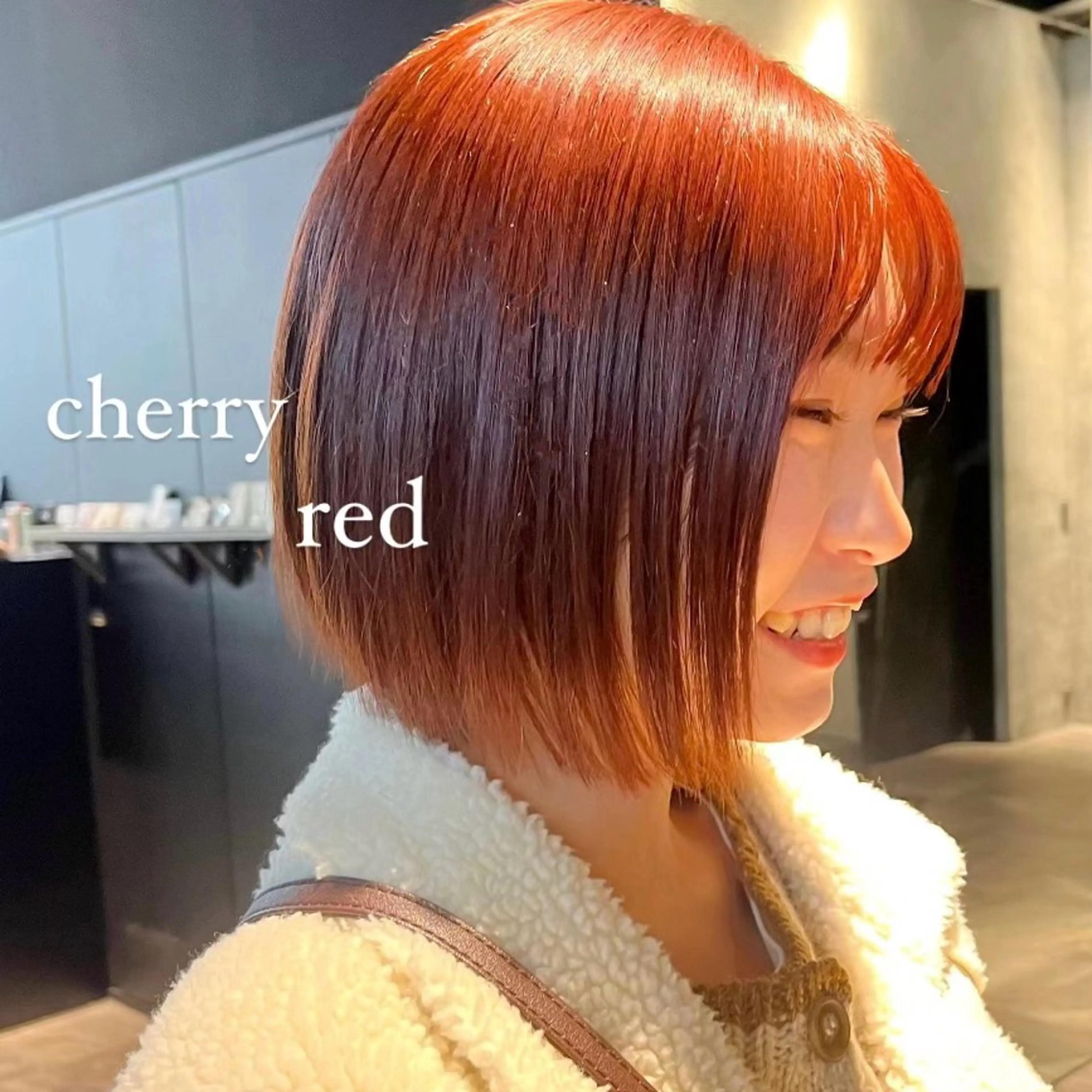 ミディアム カラー 暖色/艶髪/ボブ/ ショート/Ayaのヘアスタイル
