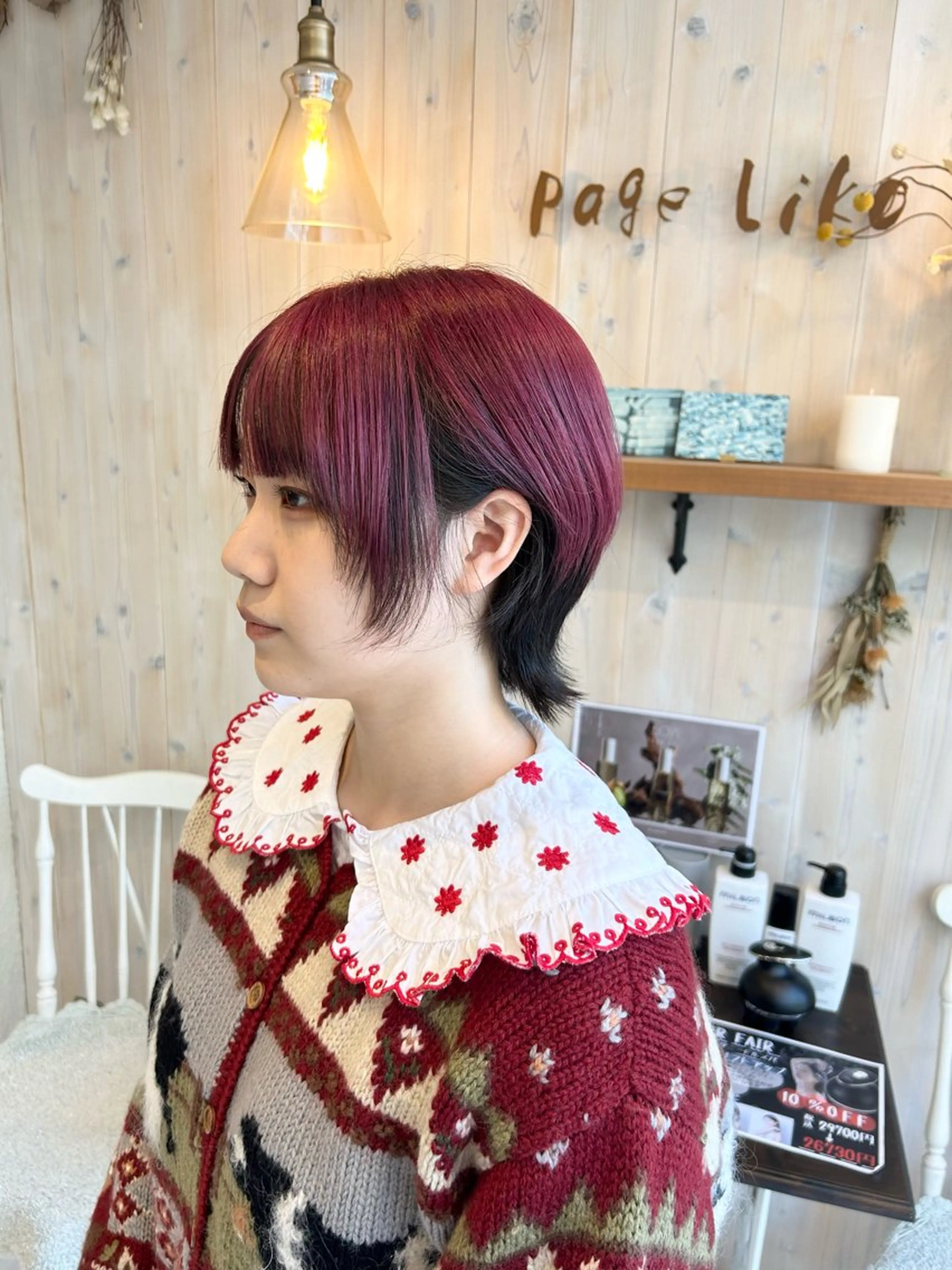 ショート カラー カシス ショートヘア ウルフカット カット ヘアカラー ダブルカラー/ウルフ 上田　航平のヘアスタイル