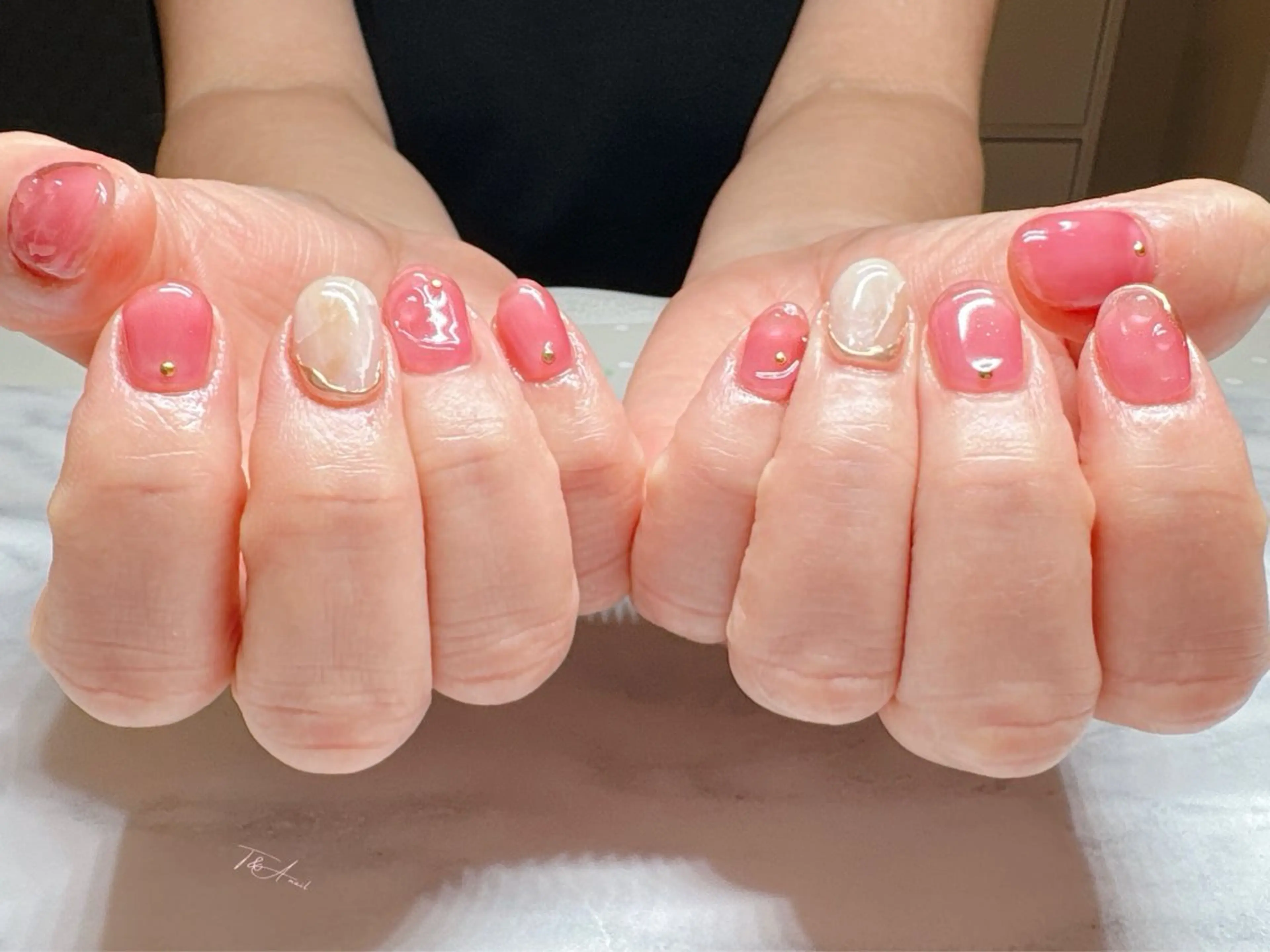 ネイル ジェルネイル 大理石ネイル(マーブル) スカルプネイル ショートネイル シンプルネイル ハンドネイル T&A nailのネイルデザイン