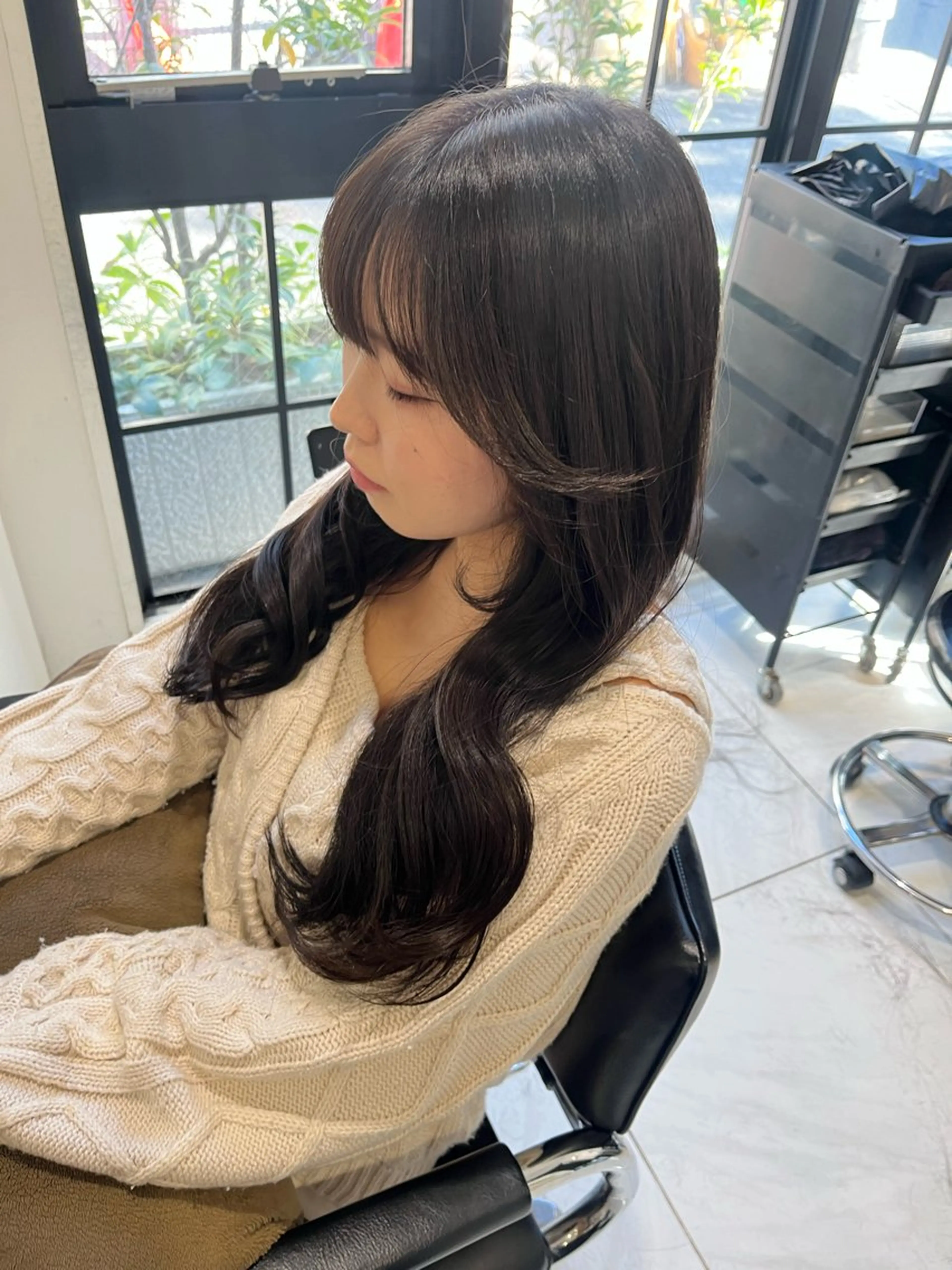 ロング ナミ🩶暗髪/暖色 ❤️/透明感/縮毛のヘアスタイル