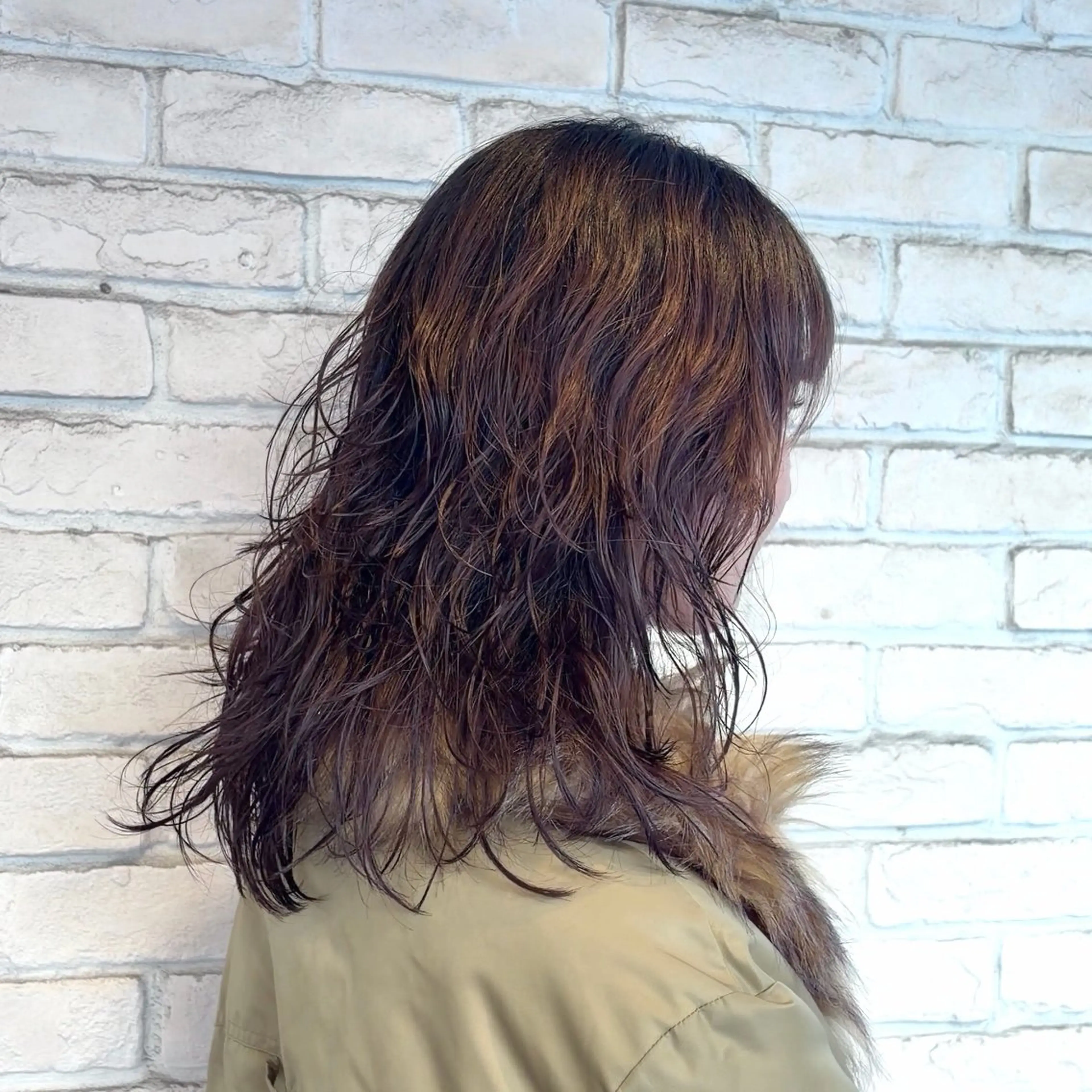 セミロング パーマ セミロングパーマ カット 横浜パーマ🌐 暖色カラー🍒もえかのヘアスタイル