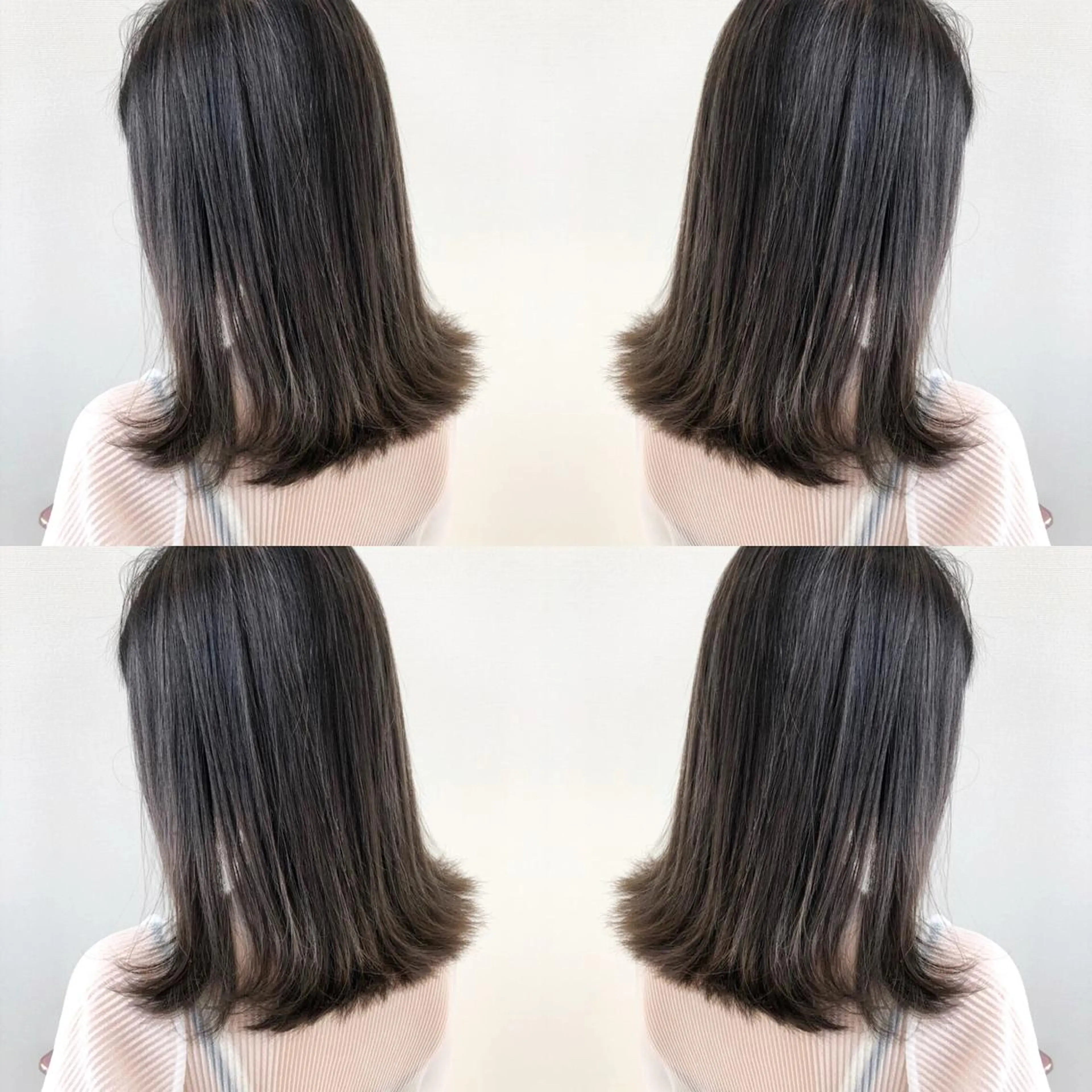 ミディアム カラー アッシュ バレイヤージュ ブリーチ グラデーションカラー グレージュ レイヤー/韓国/ 顔周り/しんやのヘアスタイル