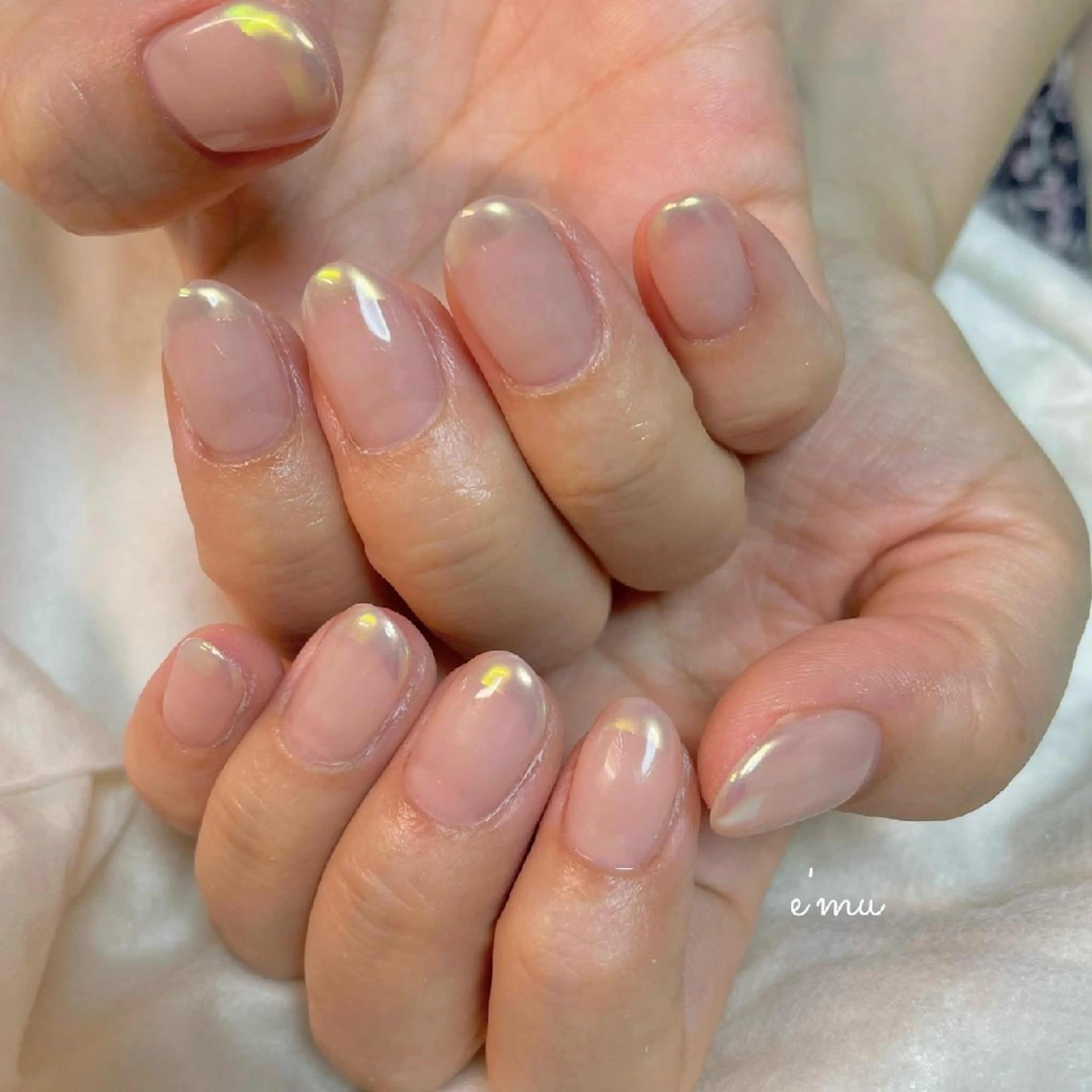 ネイル オーロラネイル フレンチネイル ハンドネイル nail salon e'mu💐のネイルデザイン