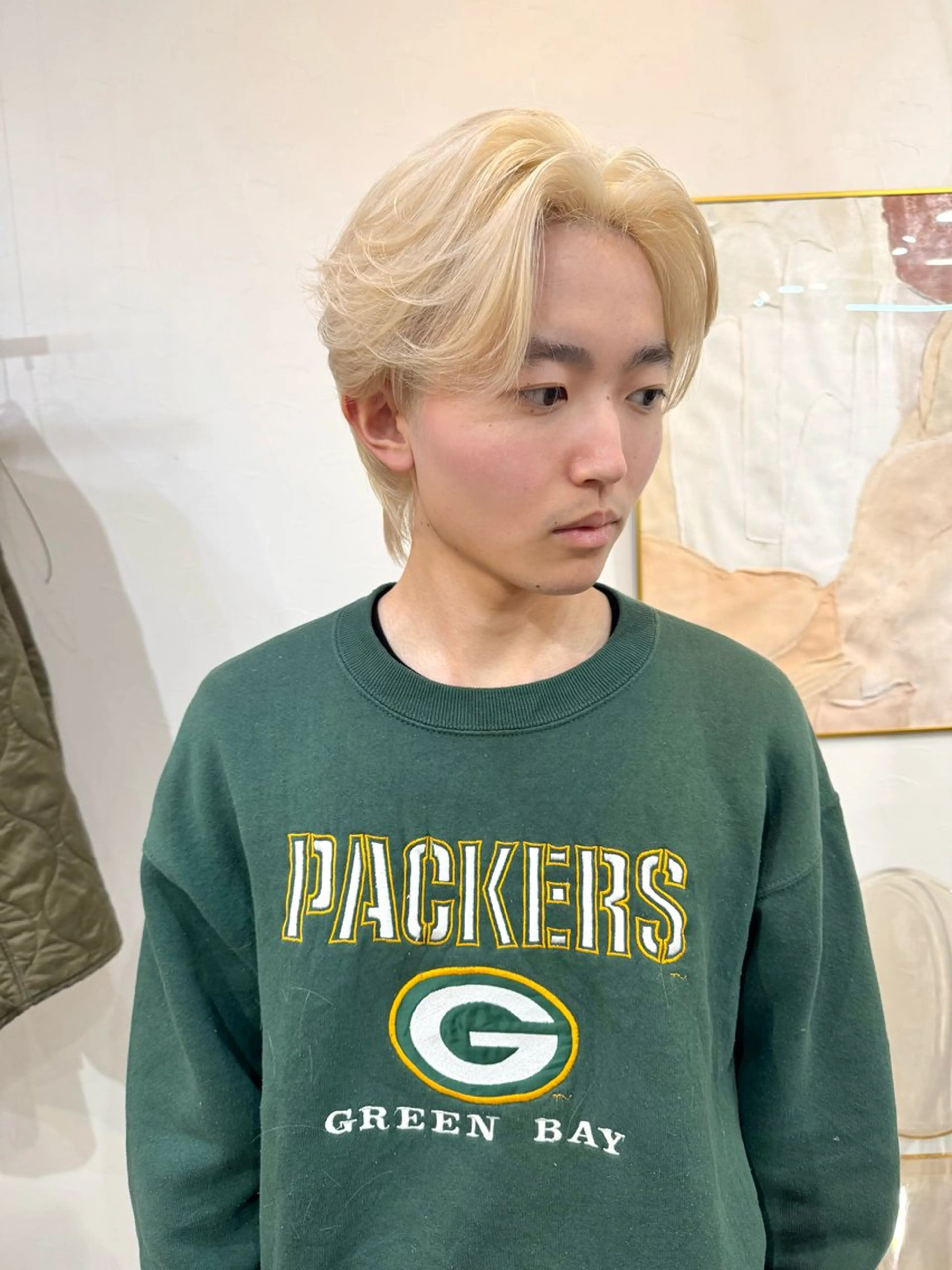 ショート カラー メンズ メンズハイトーン ブロンド ハイトーンカラー ショートヘア カット ヘアカラー トリートメント lani 天神大名/ブリーチのヘアスタイル