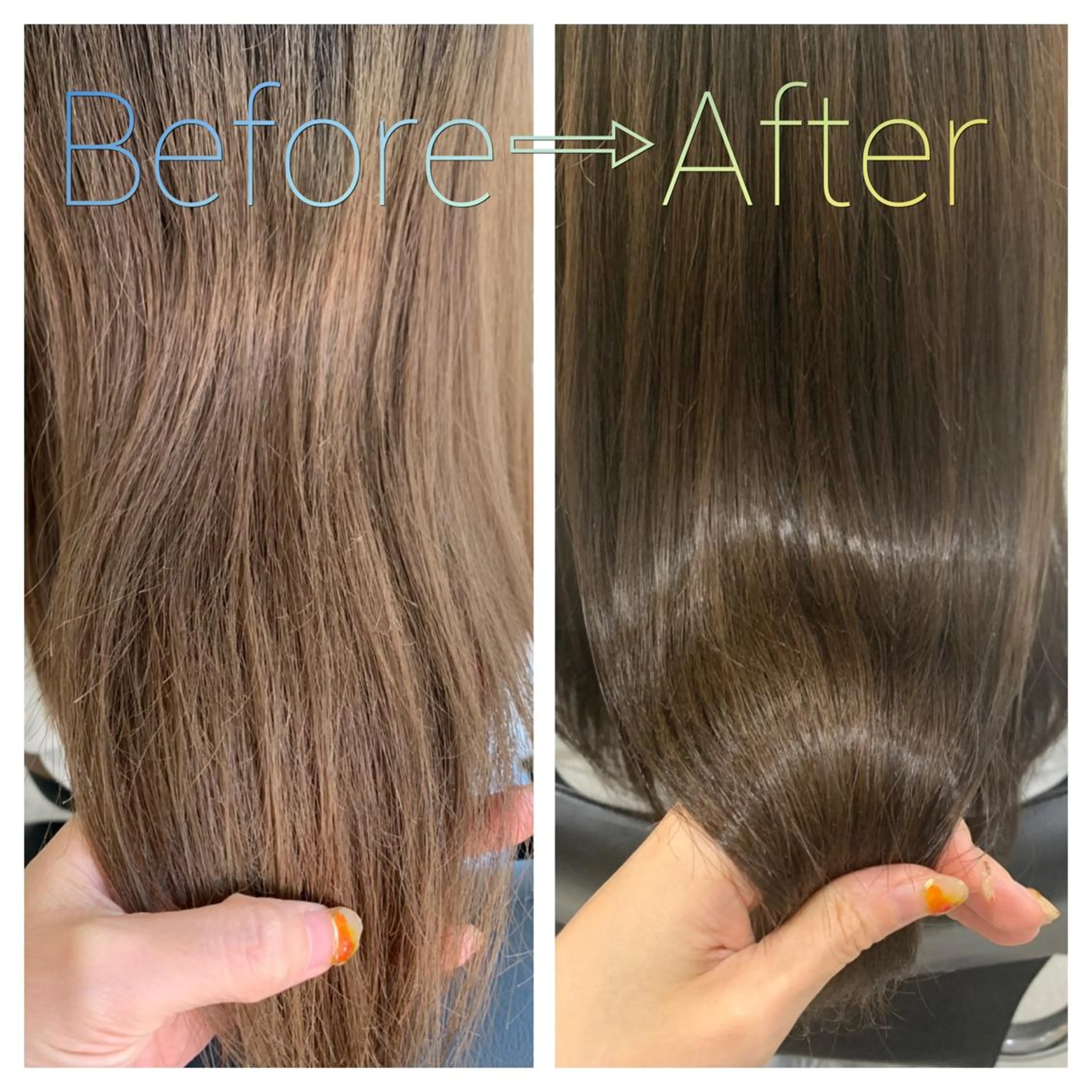 ロング カラー 髪質改善🩵艶髪 ストレート🩵山口のヘアスタイル