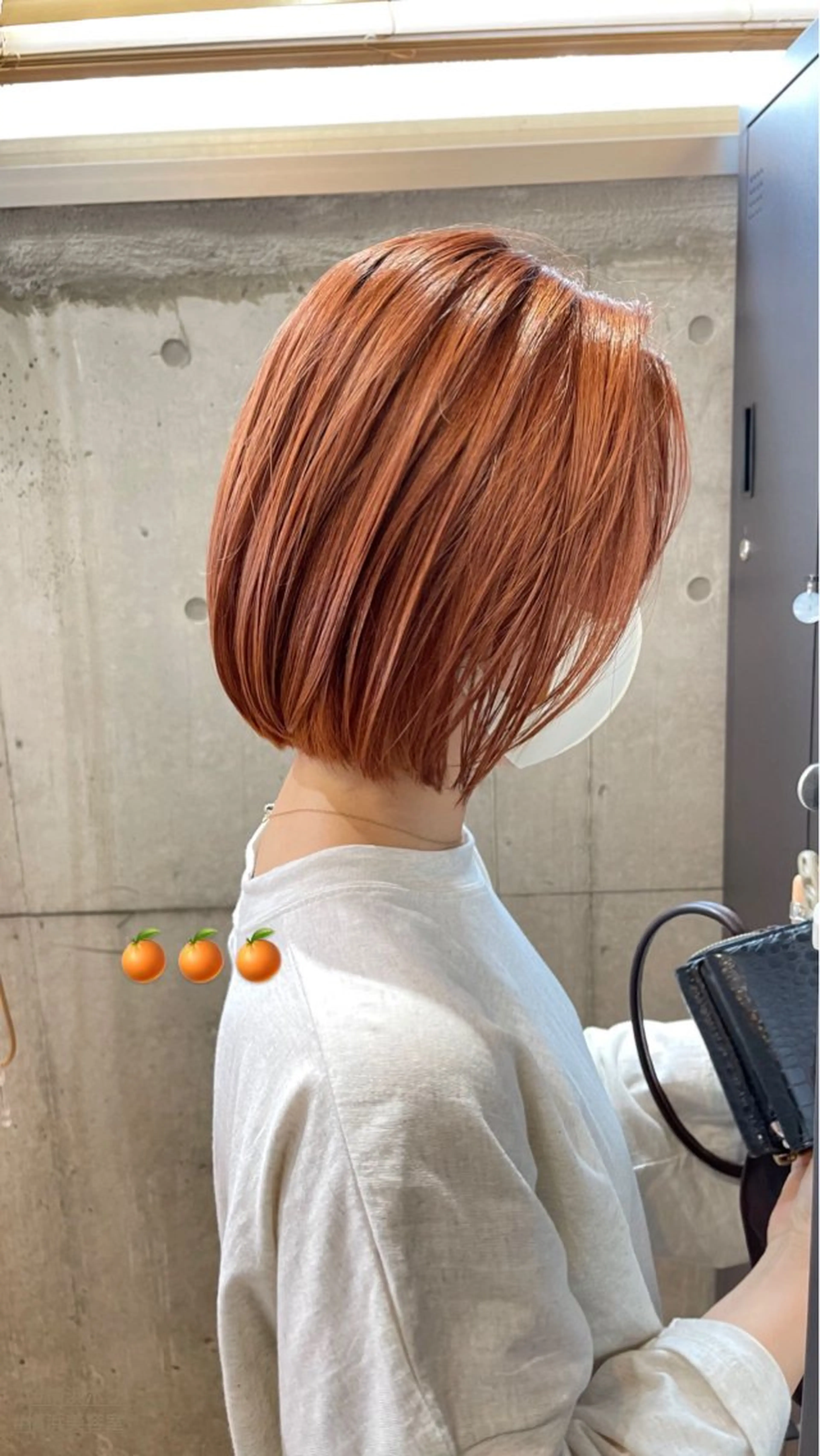 ショート カラー オレンジ カット ヘアカラー トリートメント ムラ修正💎 艶髪ハイトーン💎のヘアスタイル