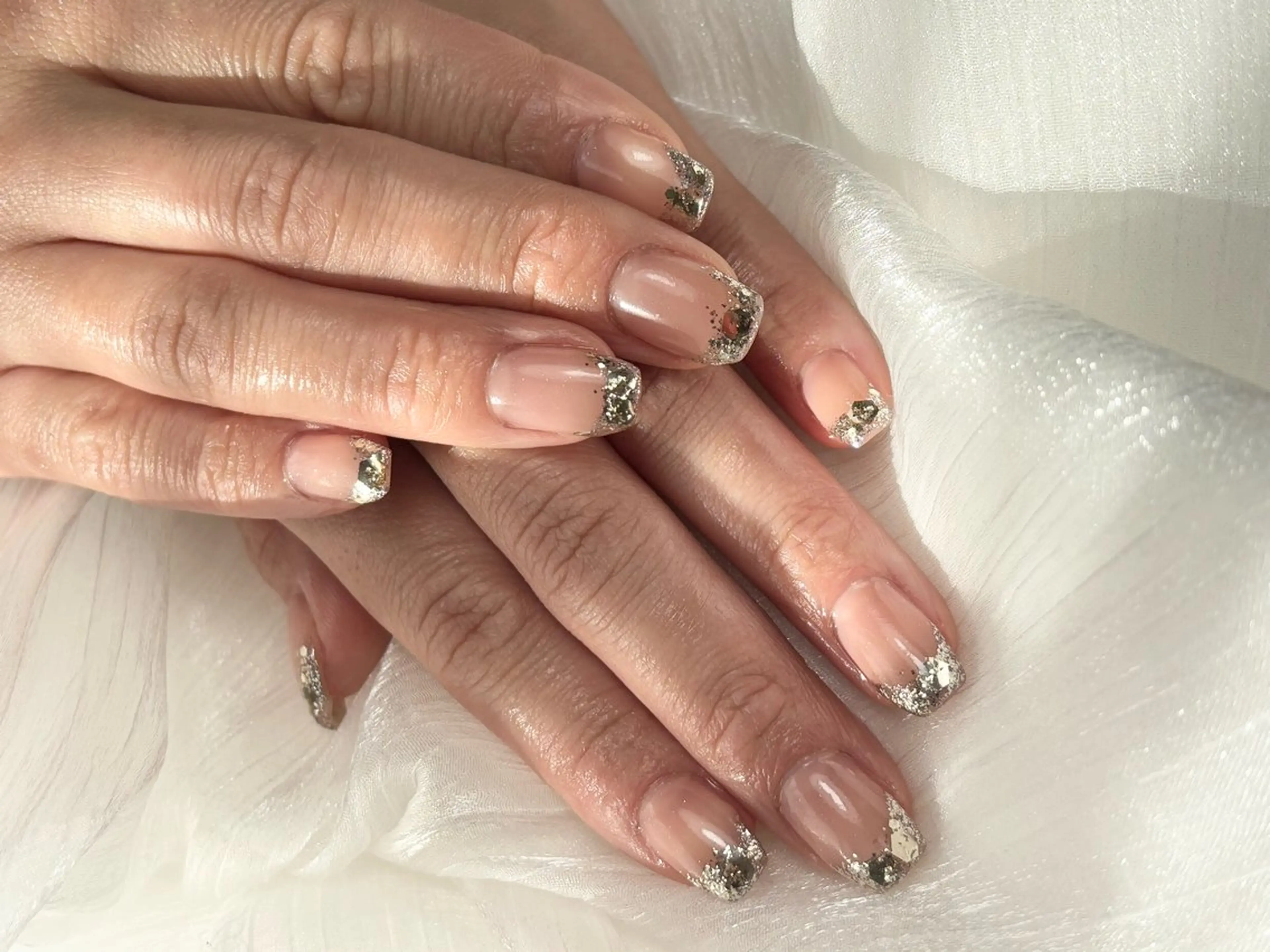 ネイル フレンチネイル キラキラネイル ラメ(グリッター) ハンドネイル MIKA ♡のネイルデザイン