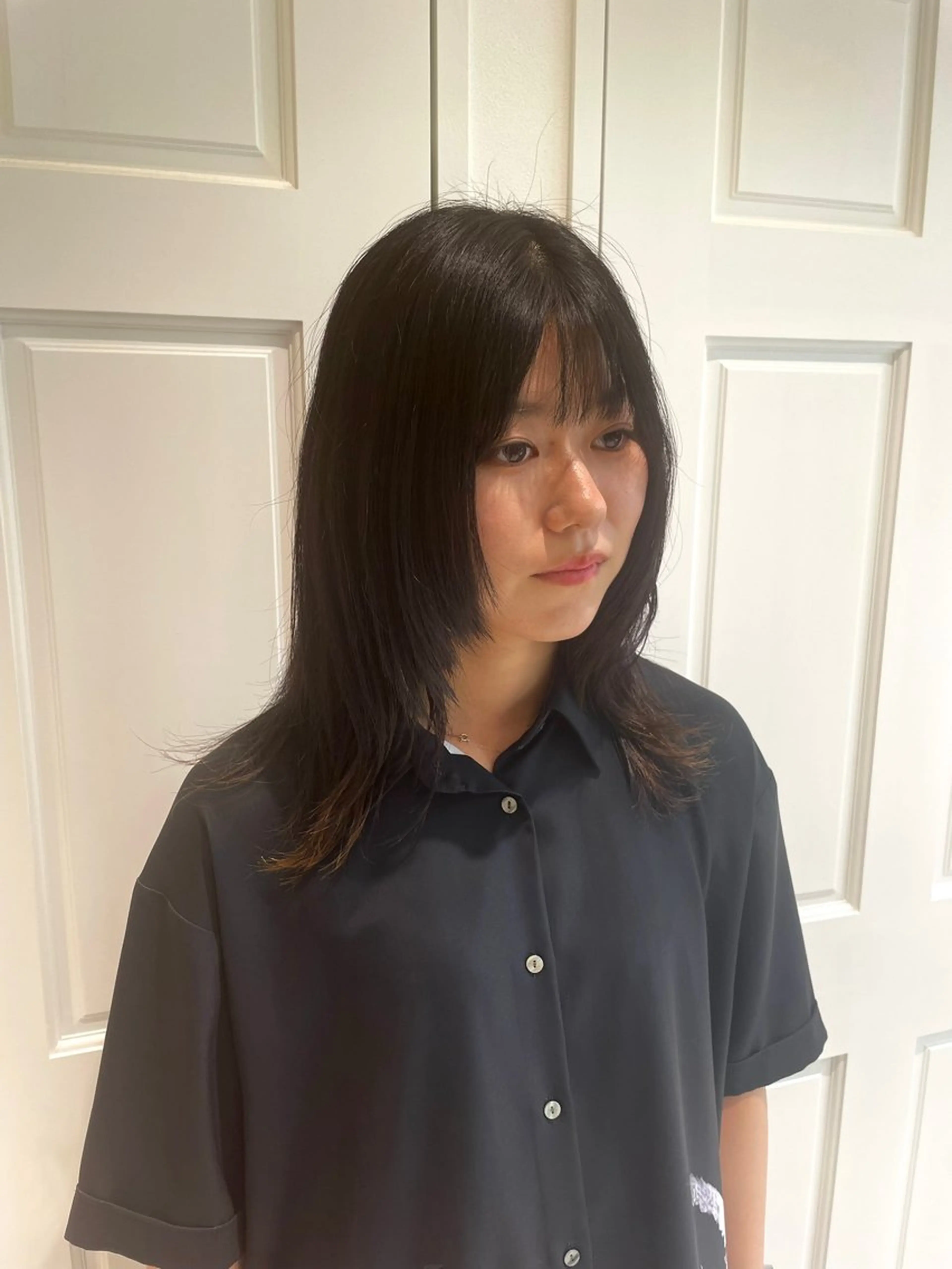 セミロング 顔まわりレイヤー 顔周りカット レイヤーカット ボブ／ブリーチカラー ／ゆづき🌟のヘアスタイル