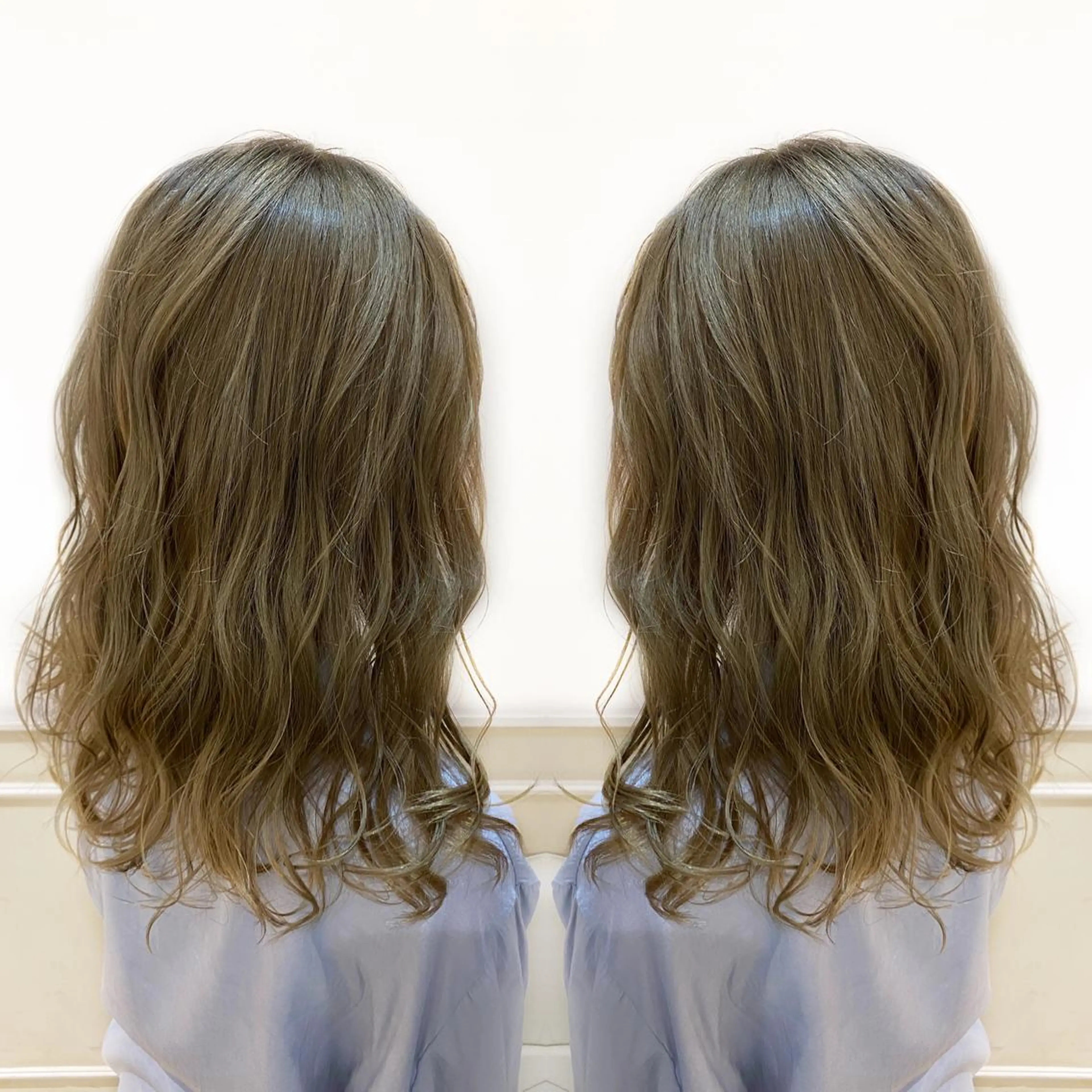 セミロング カラー ブリーチ カット パーマ トリートメント ご予約 宜しくお願いします！のヘアスタイル