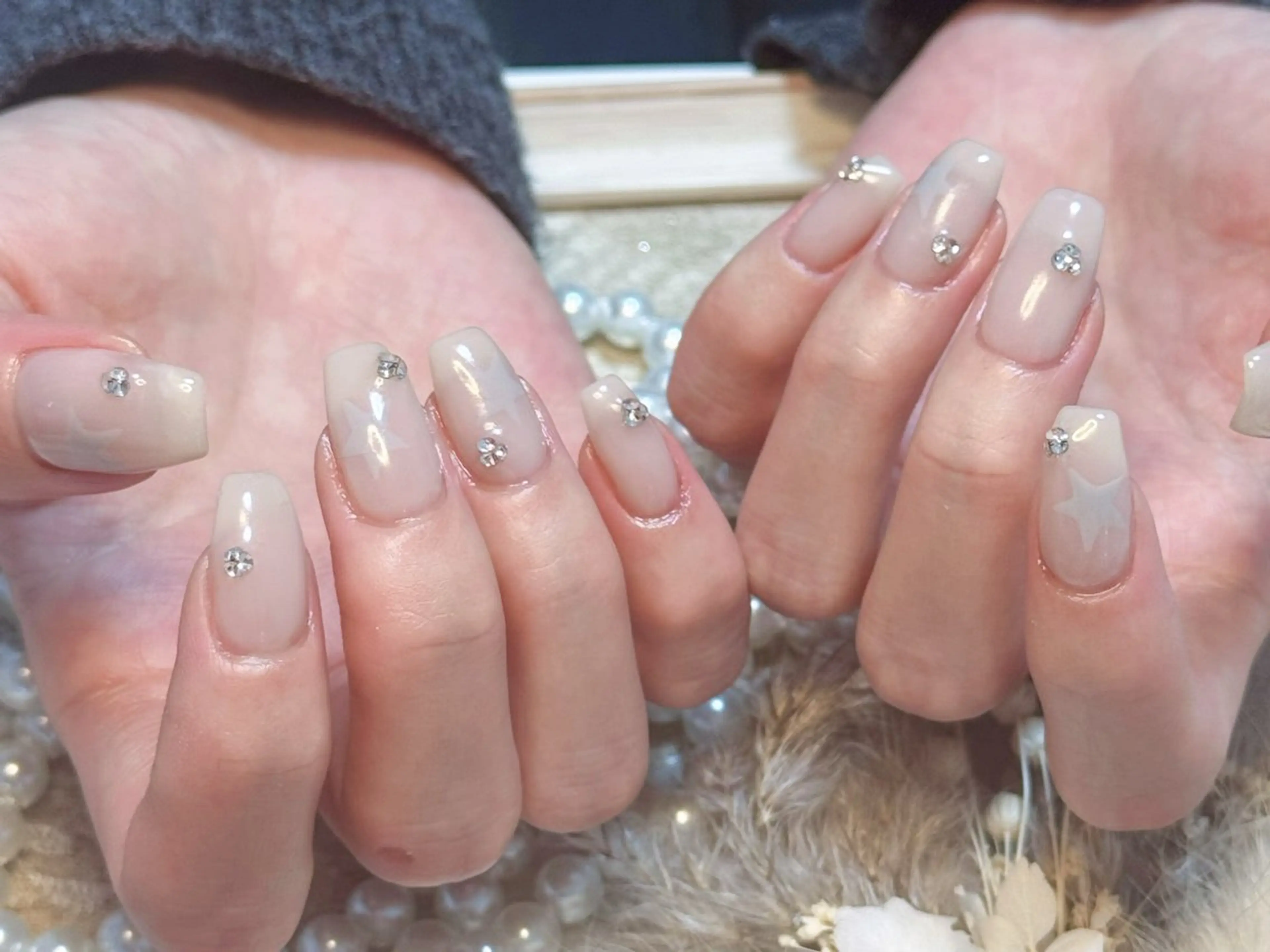 ネイル アートネイル オーロラネイル チークネイル フレンチネイル ガラスフレンチ ハンドネイル 🎀🎀YooLi Nail Salonのネイルデザイン