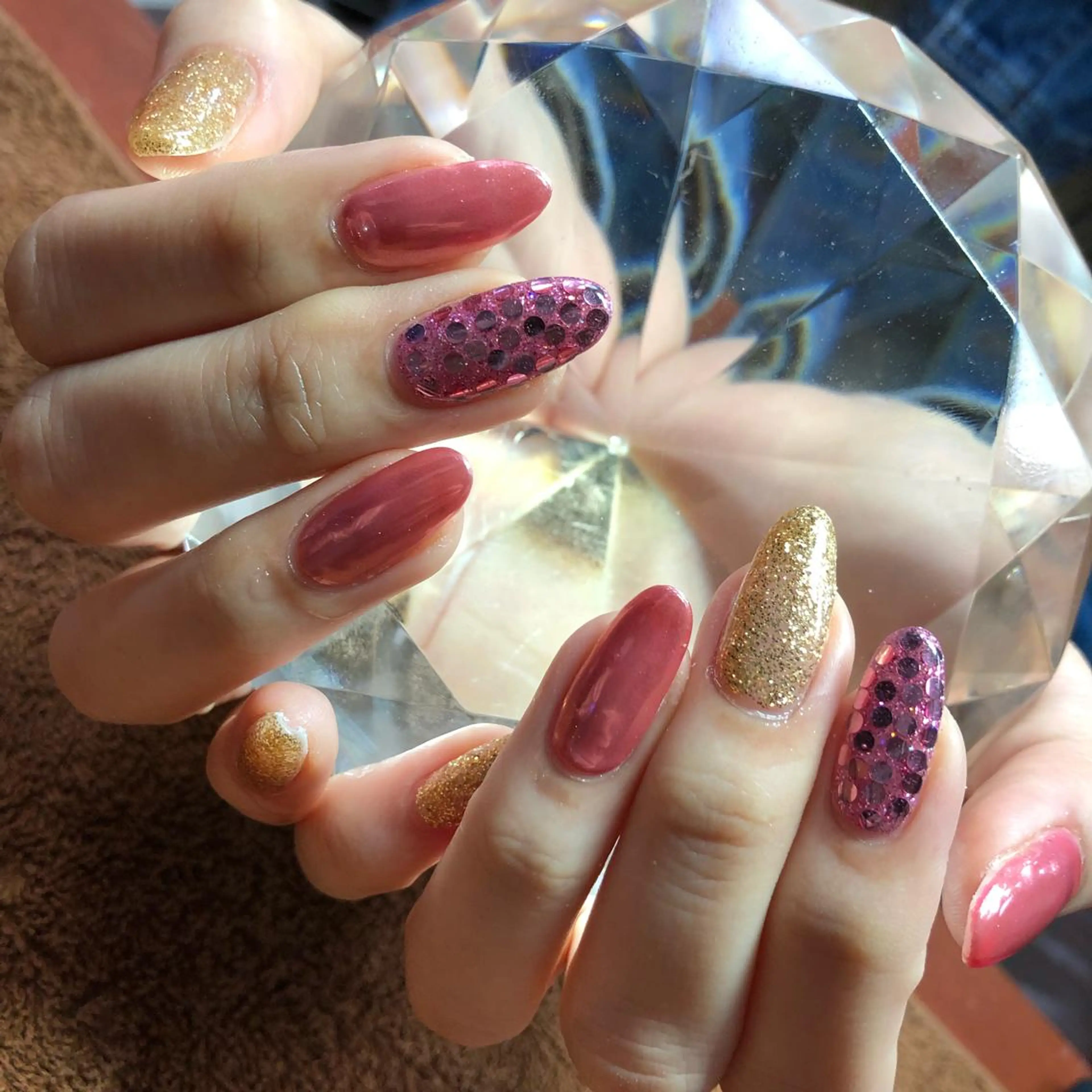ミディアム ネイル ミラーネイル ハンドネイル 《LB》ラブリエ Nail&eyeのマツエク・マツパデザイン
