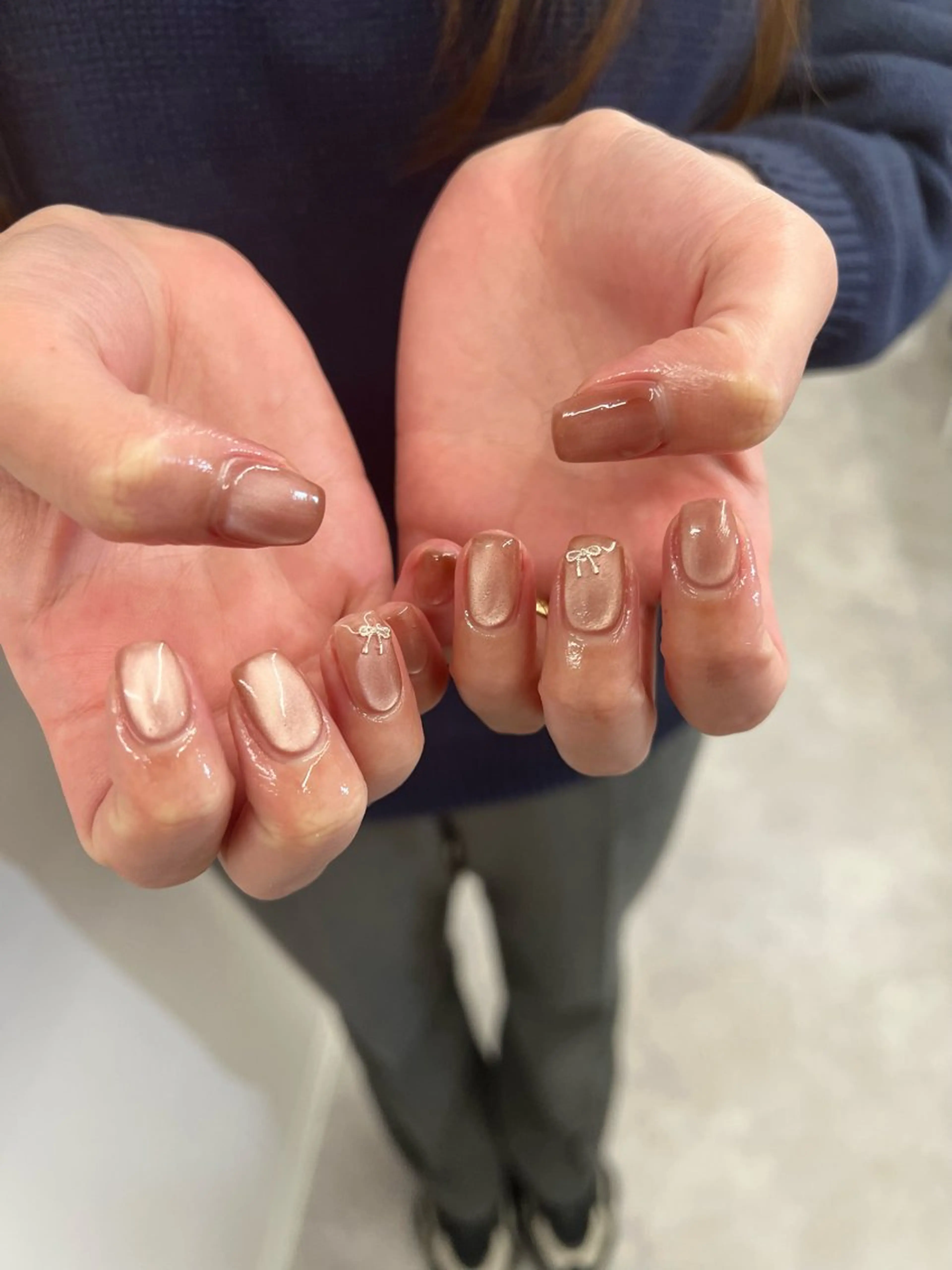 ネイル ジェルネイル マグネットネイル ニュアンスネイル パラジェル ピンク ハンドネイル ハンドケア Bana_ Nailのネイルデザイン