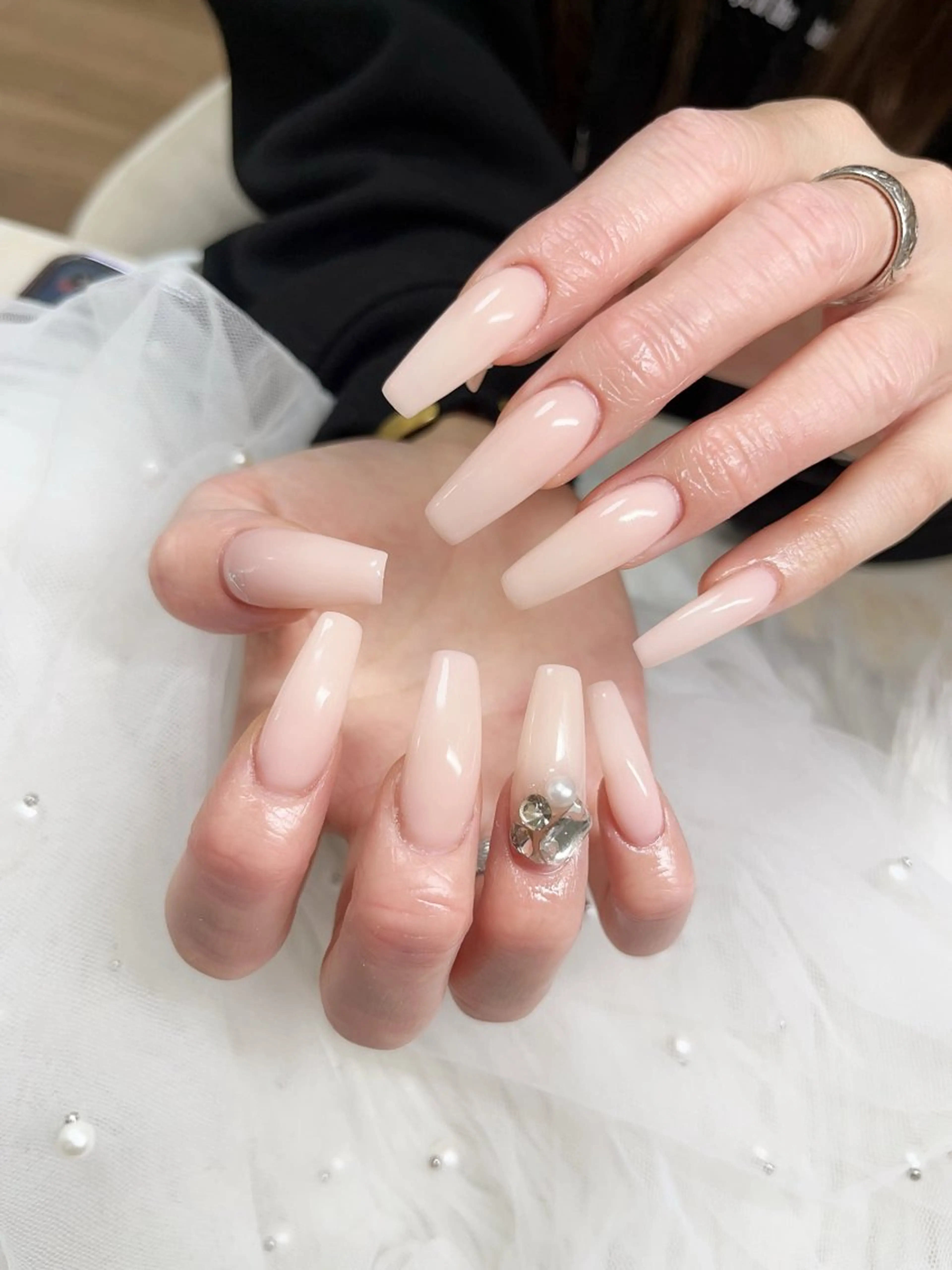 【ハンド】チップ長さだしワンカラ/ラメグラデーションの写真