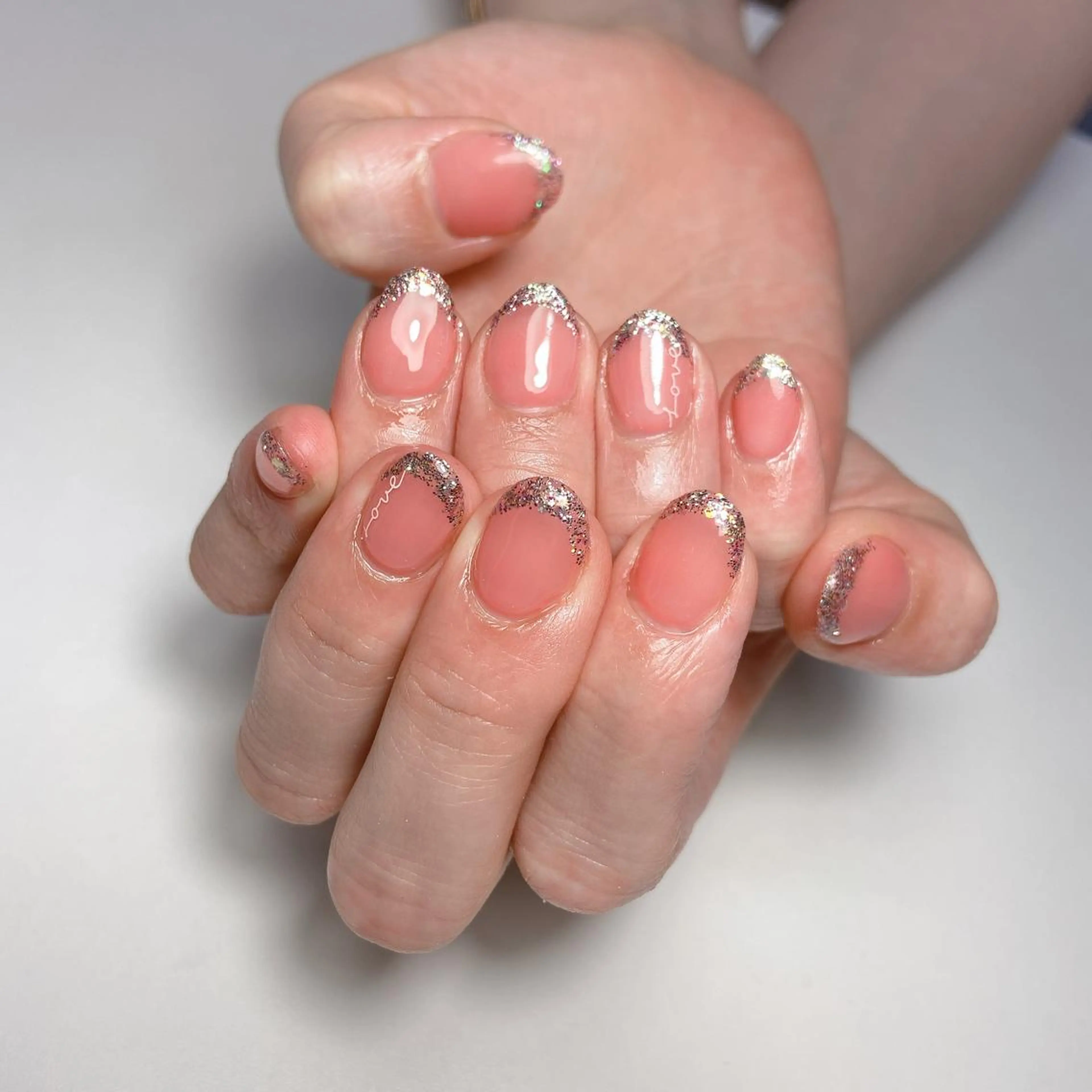 ネイル ラメ(グリッター) ピンク ハンドネイル nailsalon REJOICEのネイルデザイン