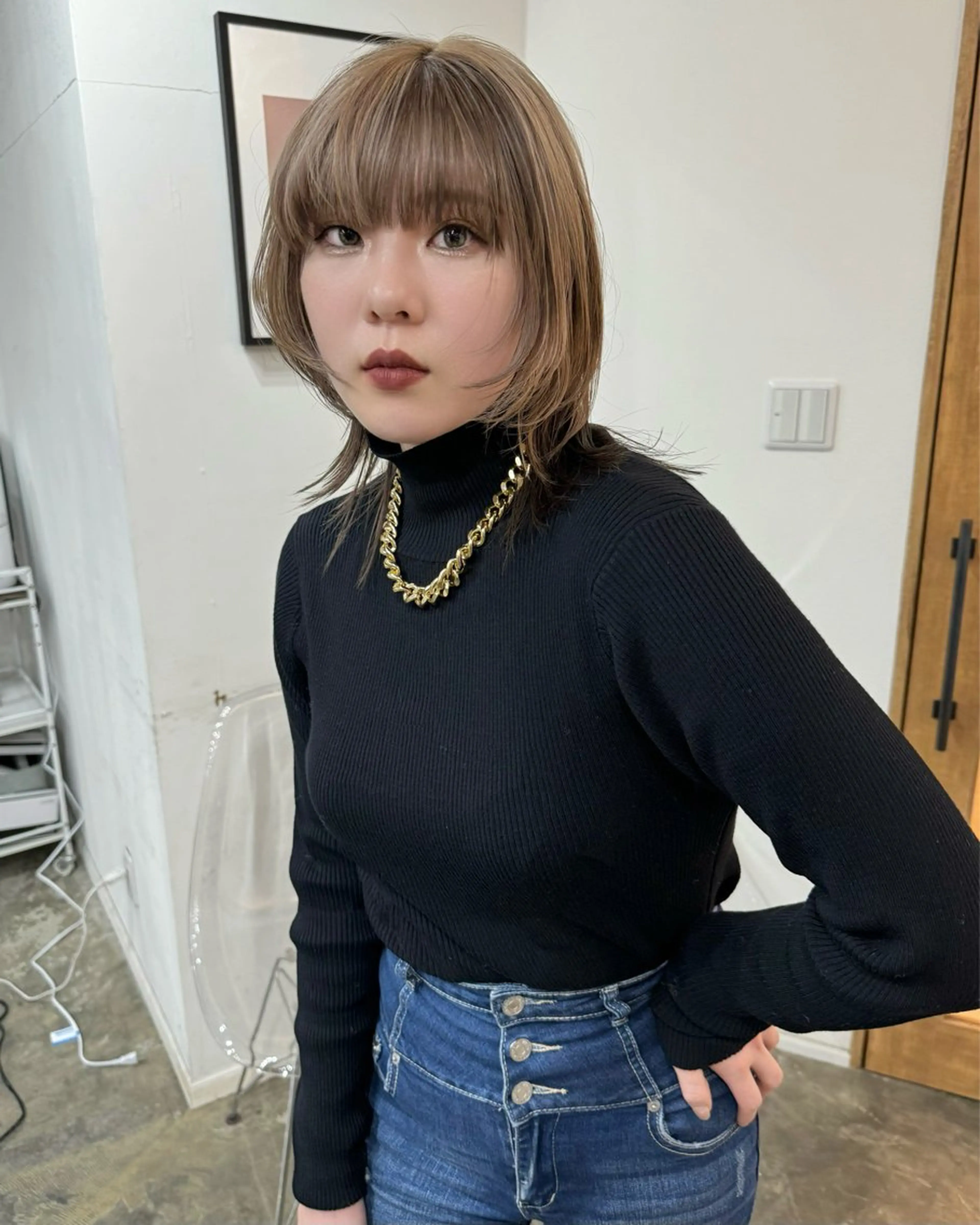 ミディアム カラー 透明感ワンカラー梅田 ダブルカラー/川上のヘアスタイル