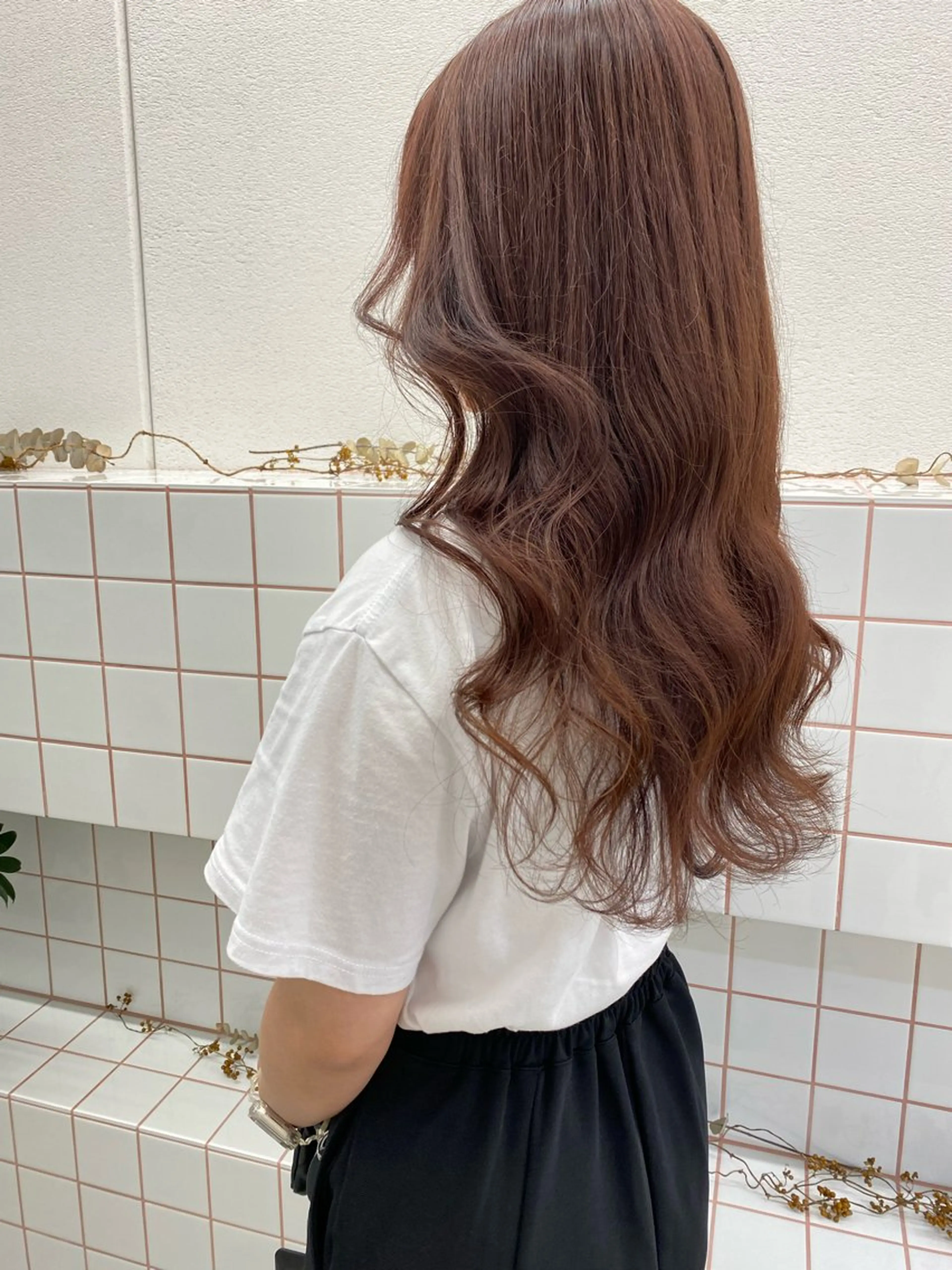 ロング カラー ブラウンカラー ピンクカラー ピンクブラウン カット ヘアカラー トリートメント erika /韓国ヘアのヘアスタイル