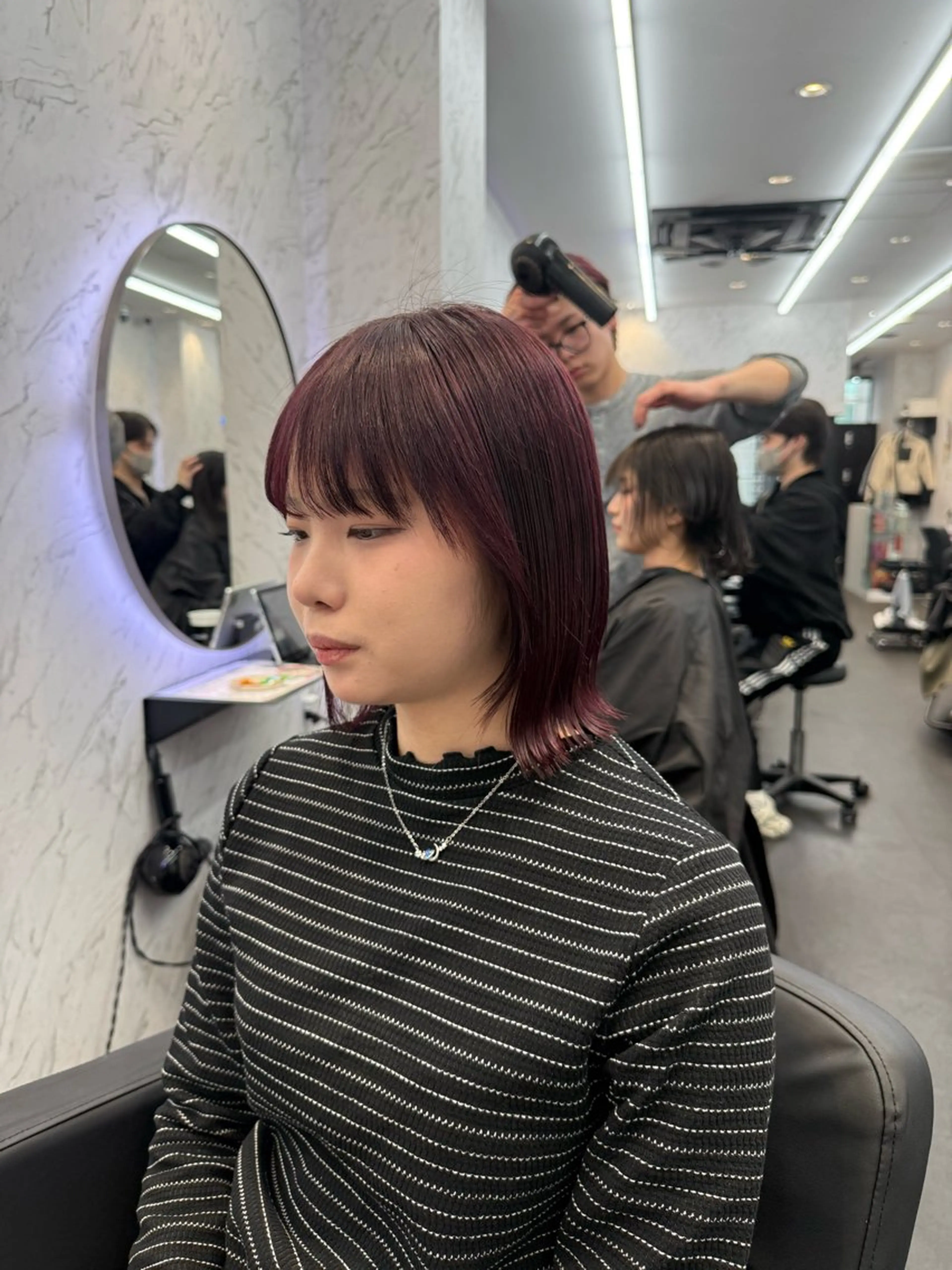 ミディアム カラー ボルドーカラー ボブ カット ヘアカラー ✨カット¥1100円 /Yudai✨のヘアスタイル