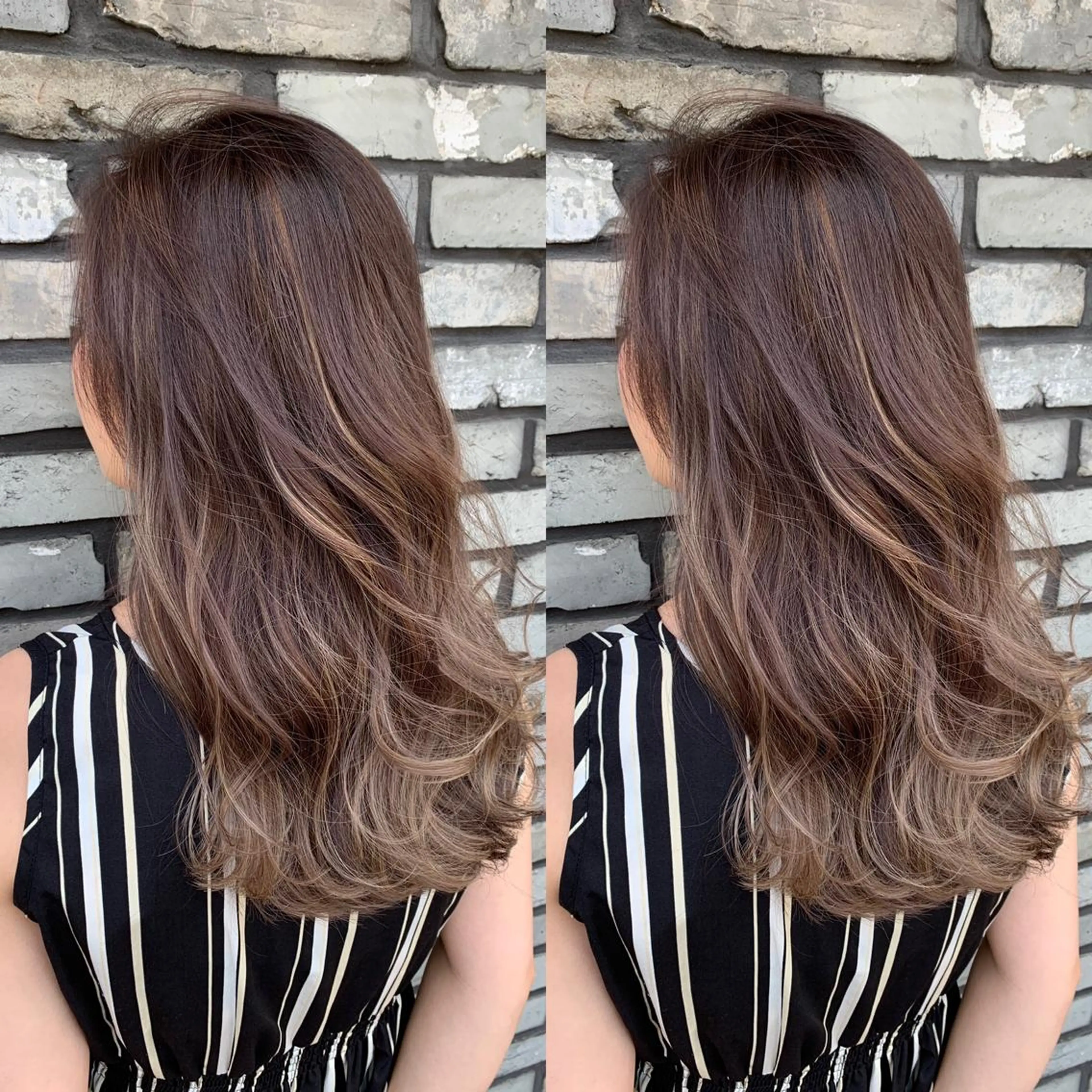 セミロング カラー 透明感カラー ハイライトカラー ハイライト ヘアカラー 似合わせ/ブリーチ カラー.岡田友仁のヘアスタイル