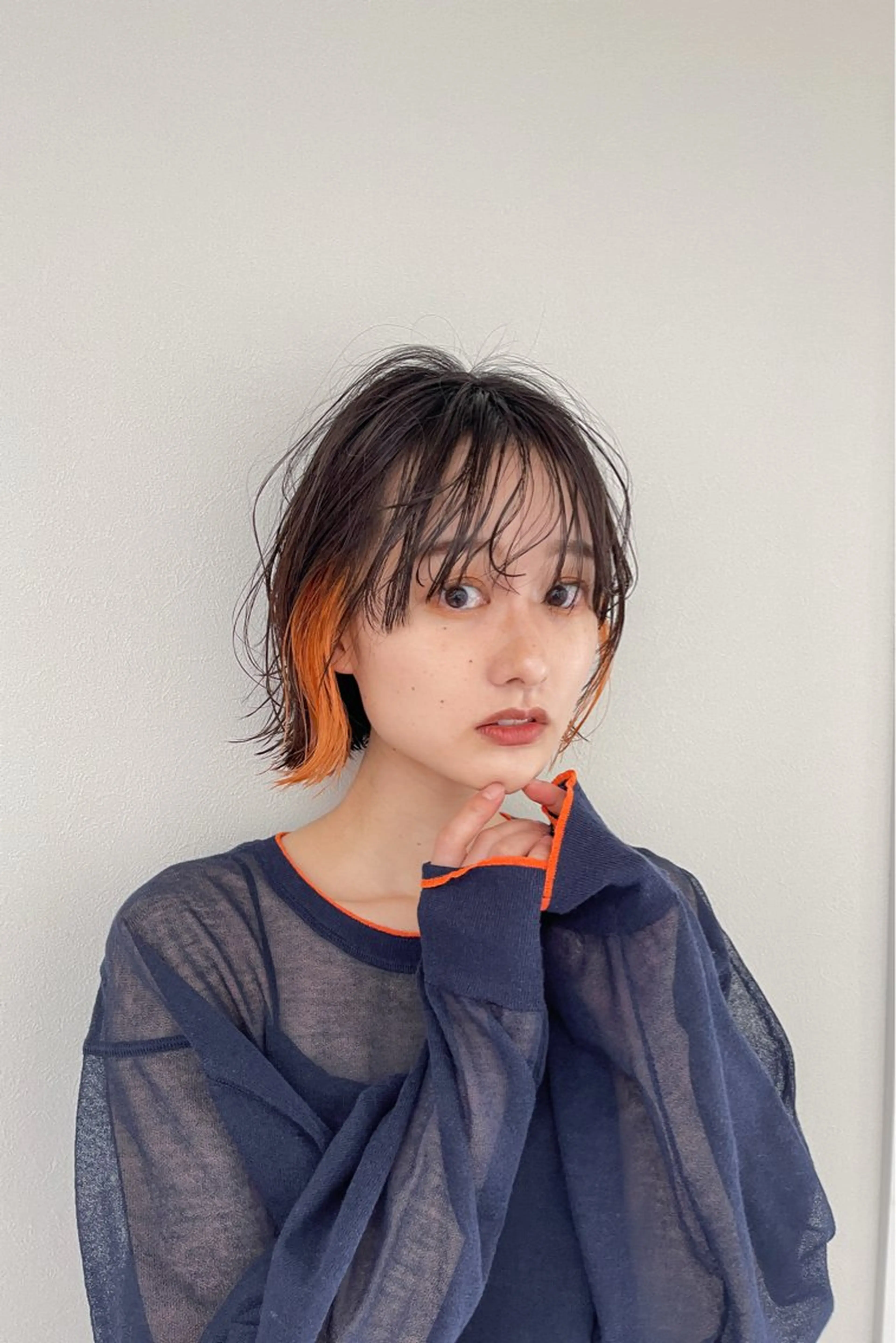 ショート カラー インナーカラー オレンジ kyon.hair 韓国カットカラーのヘアスタイル