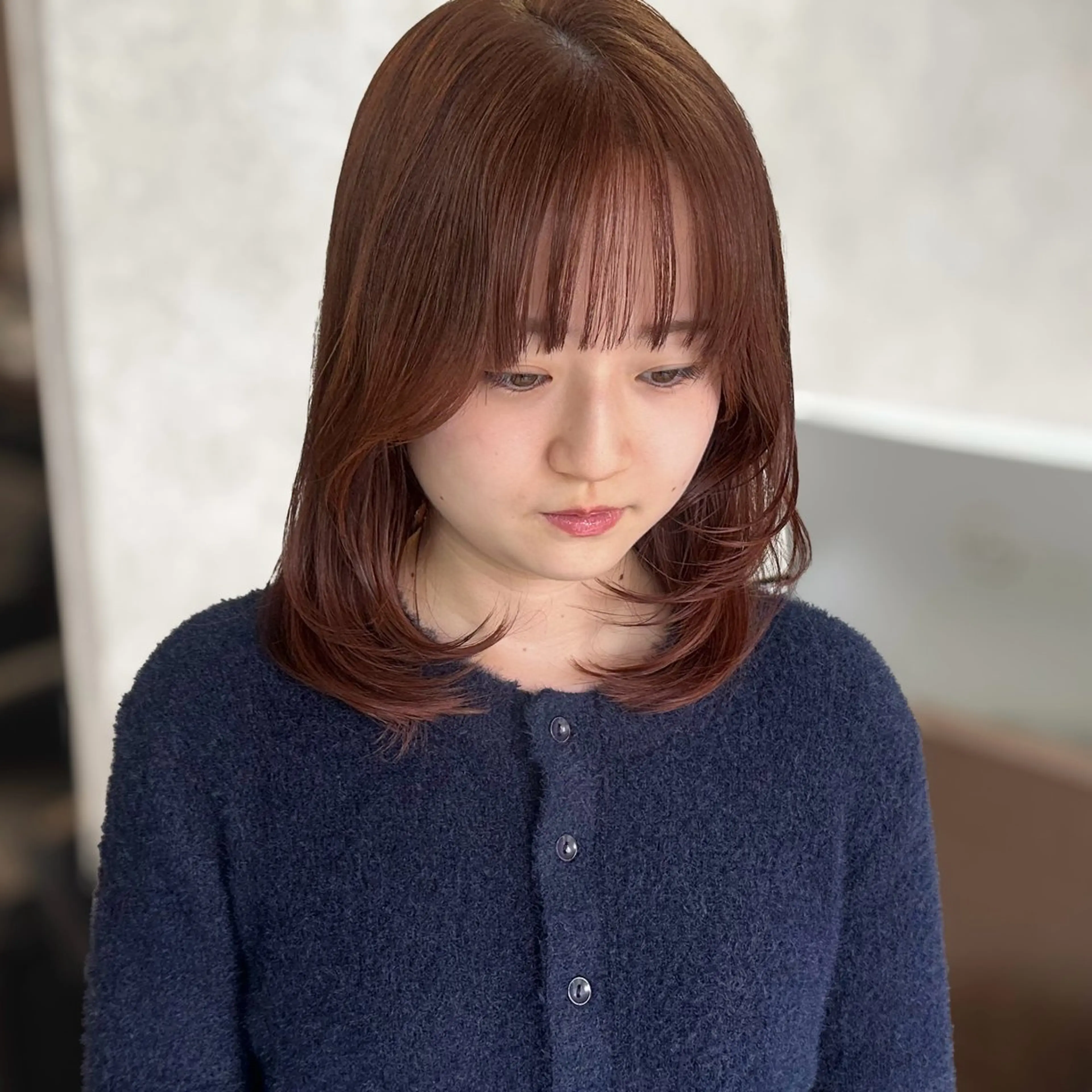 ミディアム カラー ブラウンカラー ココアブラウン 韓国風ヘア レイヤーカット カット ヘアカラー トリートメント 高橋 みく/ minimのヘアスタイル