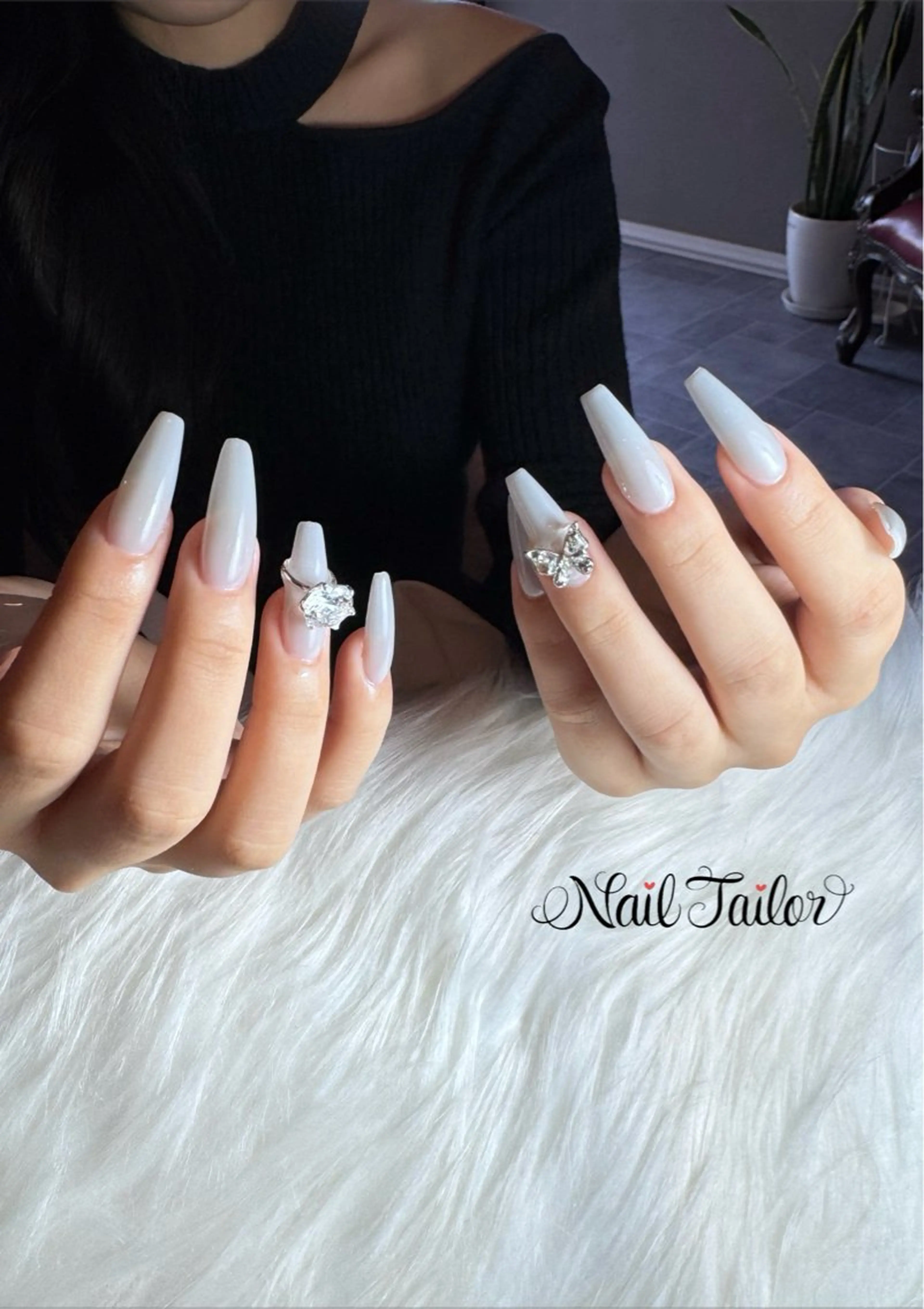 ネイル 成人式 長さ出し 冬ネイル ハンドネイル 〜Nail Tailor〜　ネイルテイラー所属・NailTailor ネイルテイラーのネイルデザイン