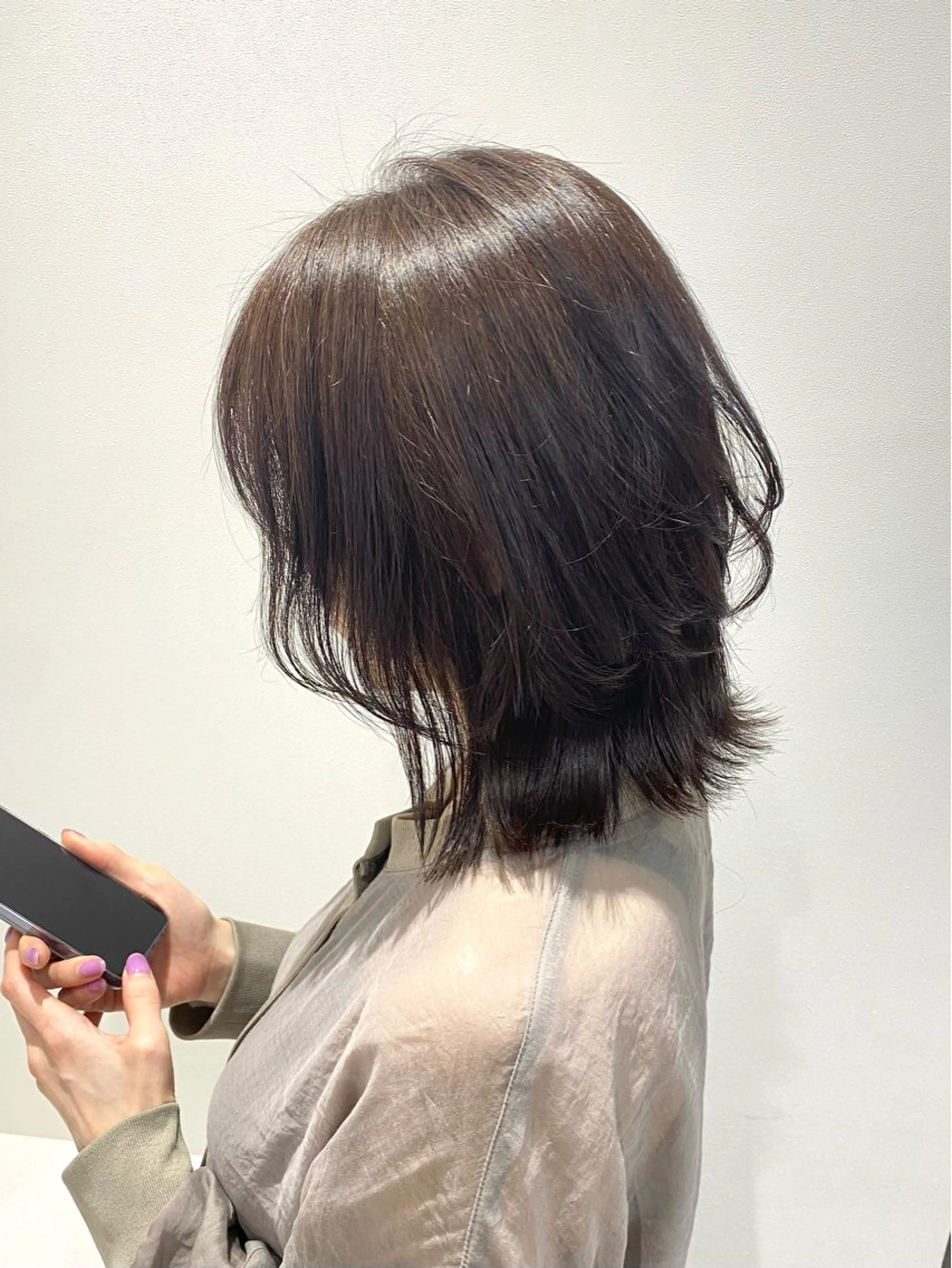 ミディアム カラー カット ヘアカラー トリートメント 髪質改善水素TR× レイヤーカット/熊澤のヘアスタイル