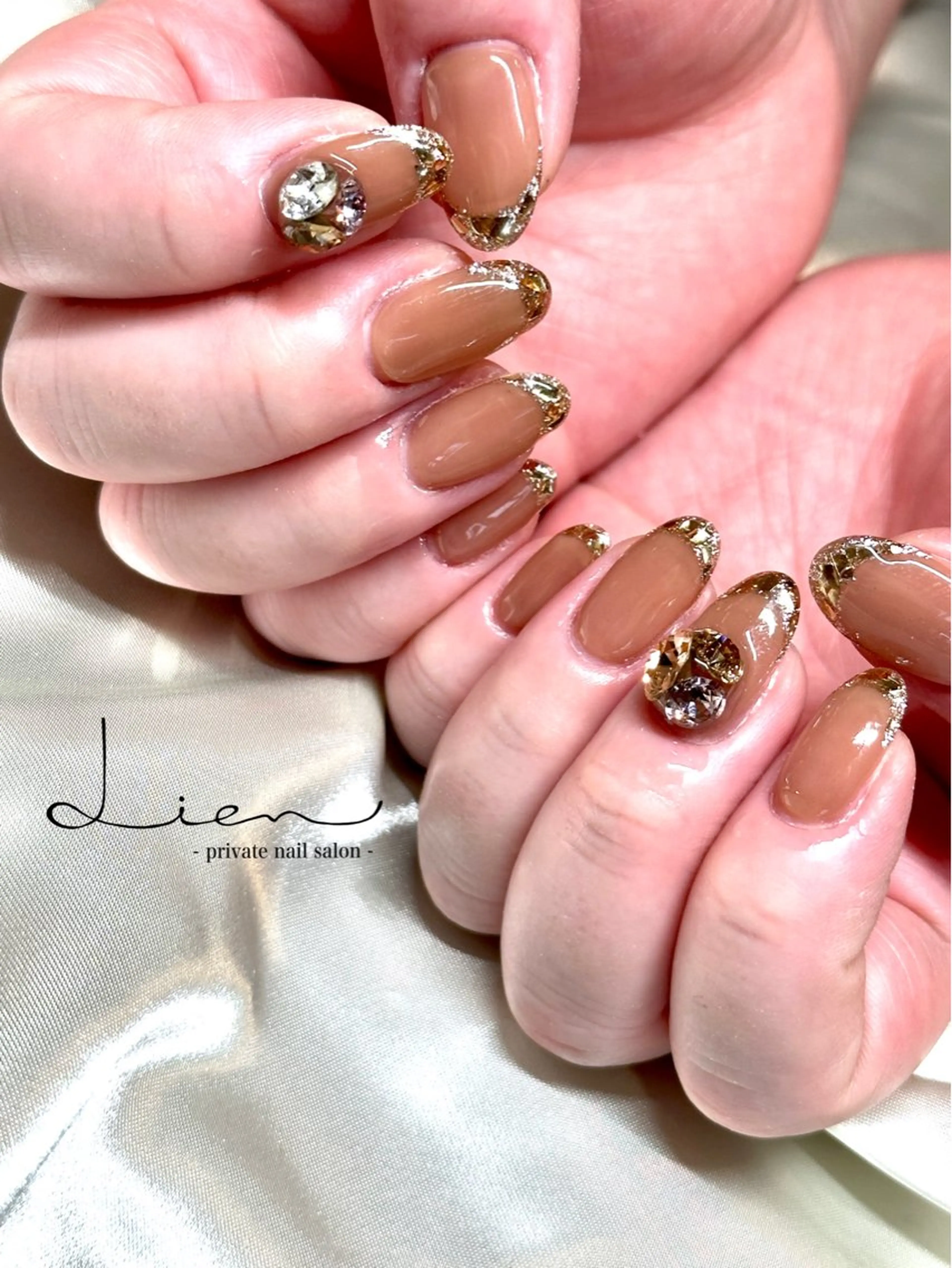 ネイル フレンチネイル ガラスフレンチ オフィスネイル ワンホンネイル ハンドネイル Lien 【リアン】北堀江のネイルデザイン