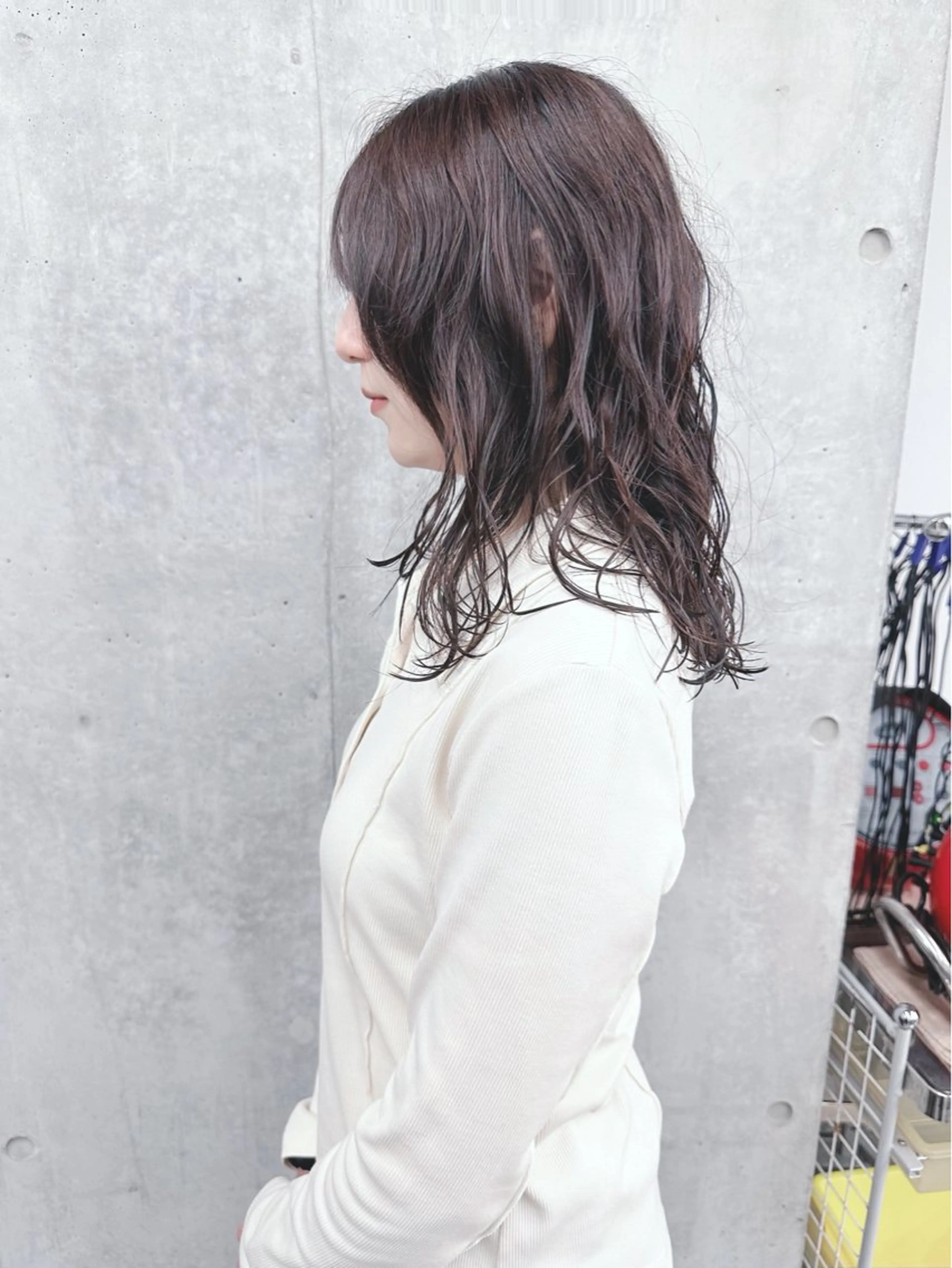 セミロング パーマ カット パーマ 小顔ボブ/お悩み解決 /ボブパーマ/とういのヘアスタイル