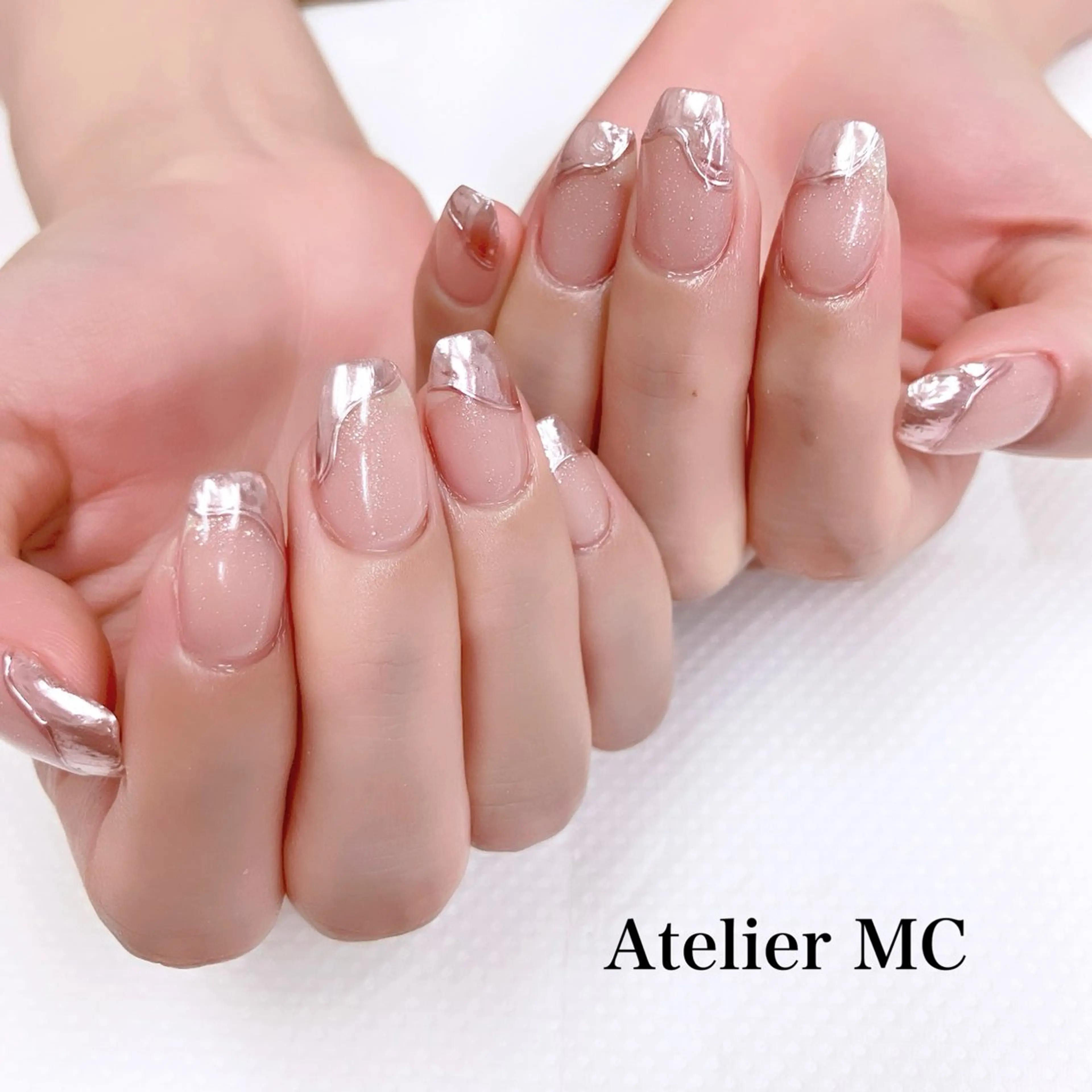 【ミラーorオーロラ】★ニュアンスななめフレンチ★の写真